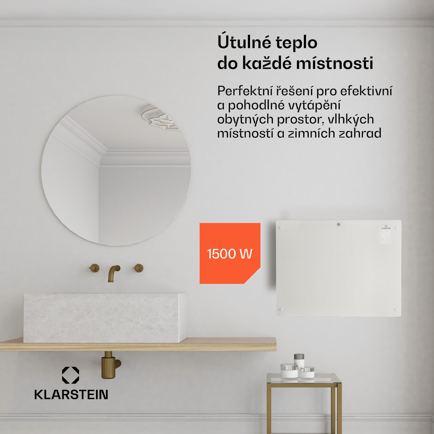 Bansin Crystal Smart, konvektor, 1500 W, 5 - 50 °C, ovládání pomocí aplikace 1500 W | Bílá