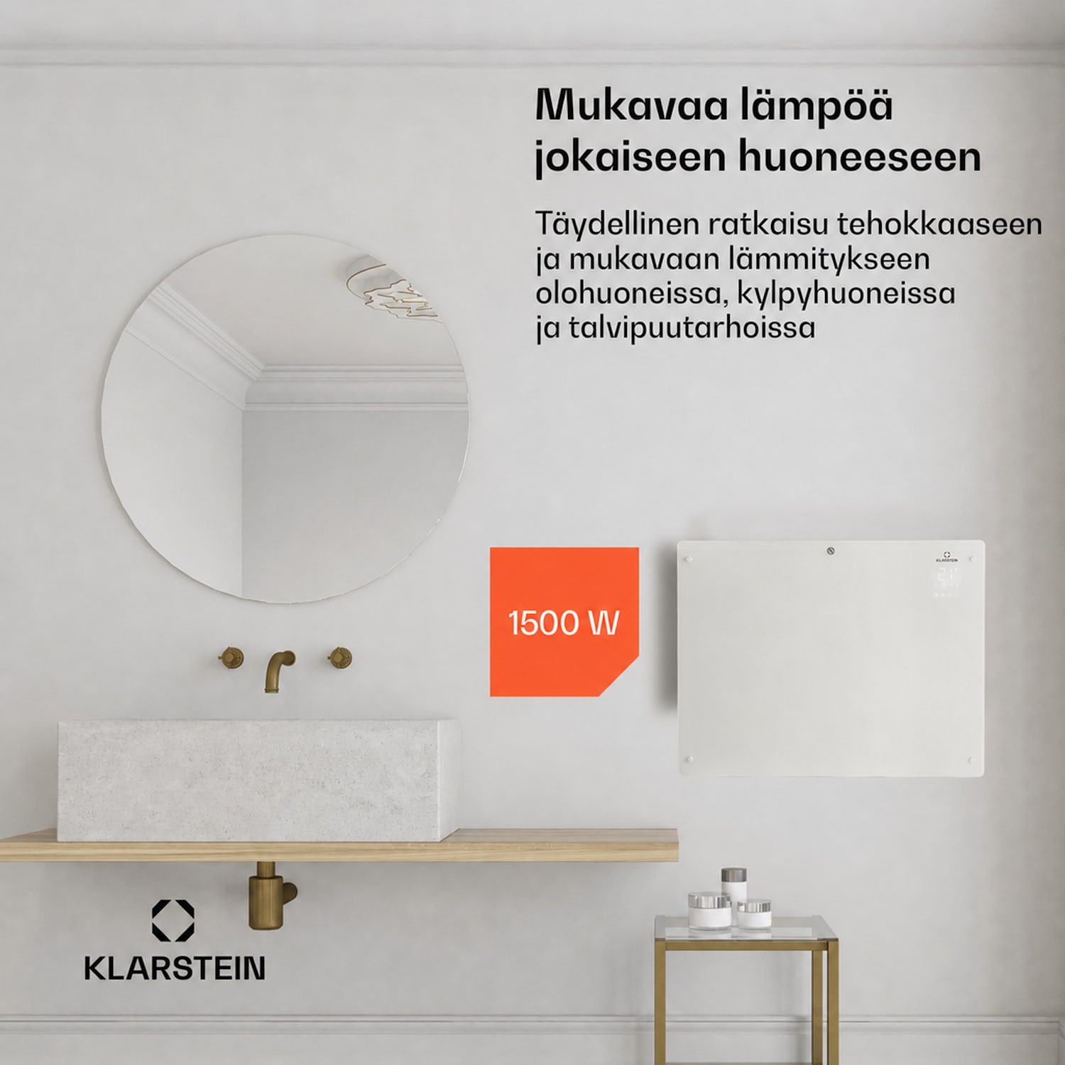 Bansin Crystal Smart konvektorilämmitin 1500 W 5 - 50 °C sovellusohjaus 1500 W | Valkoinen