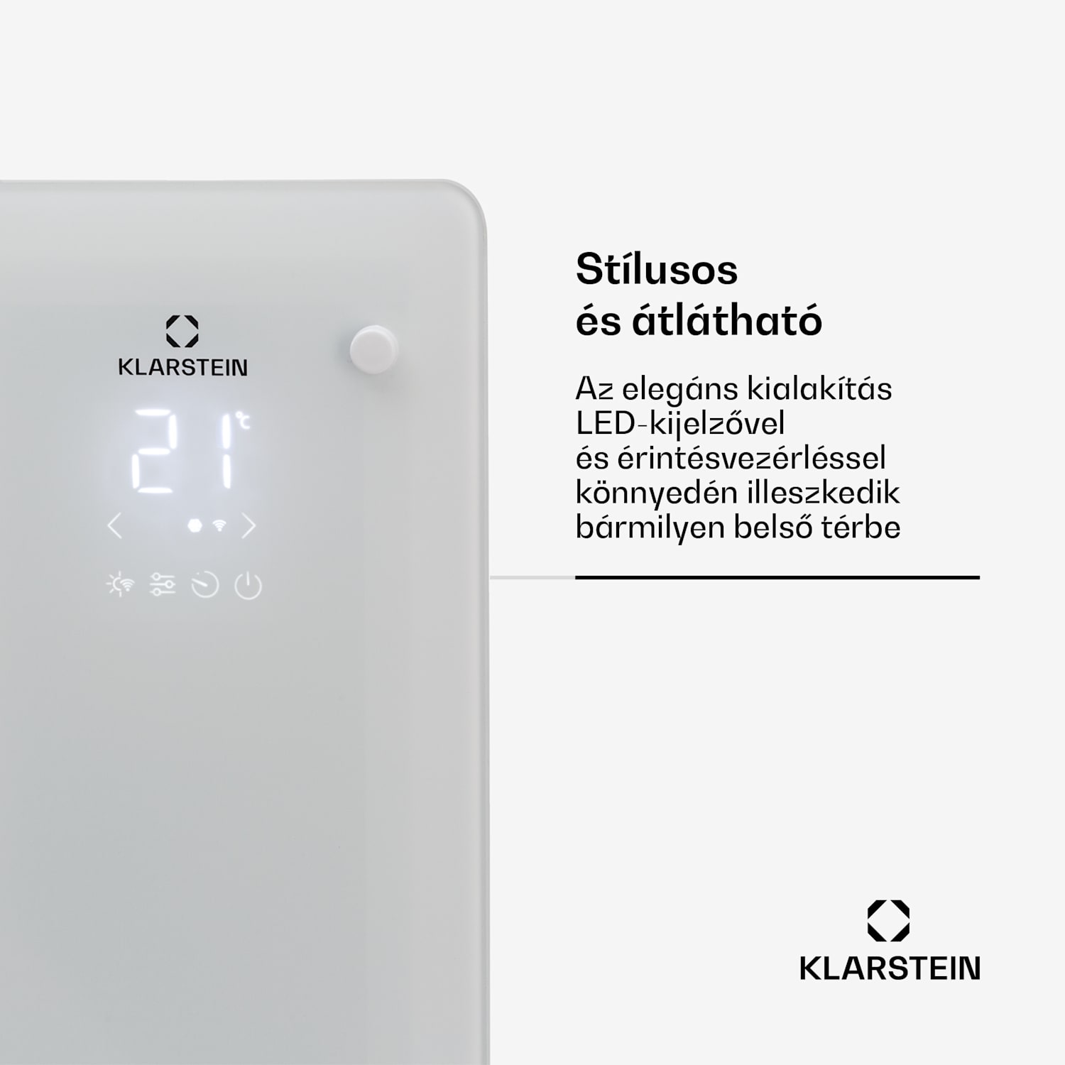 Bansin Crystal Smart, konvektor, 1500 W, 5 - 50 °C, vezérlés applikáción keresztül 1500 W | Fehér