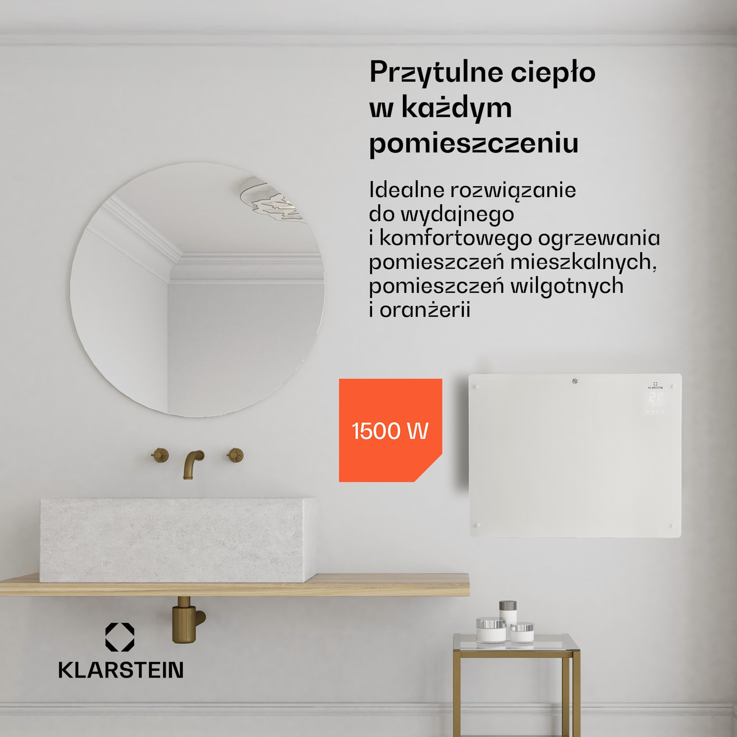 Bansin Crystal Smart, grzejnik konwekcyjny, 1500 W, 5 - 50°C, sterowanie z aplikacji 1500 W | Biały