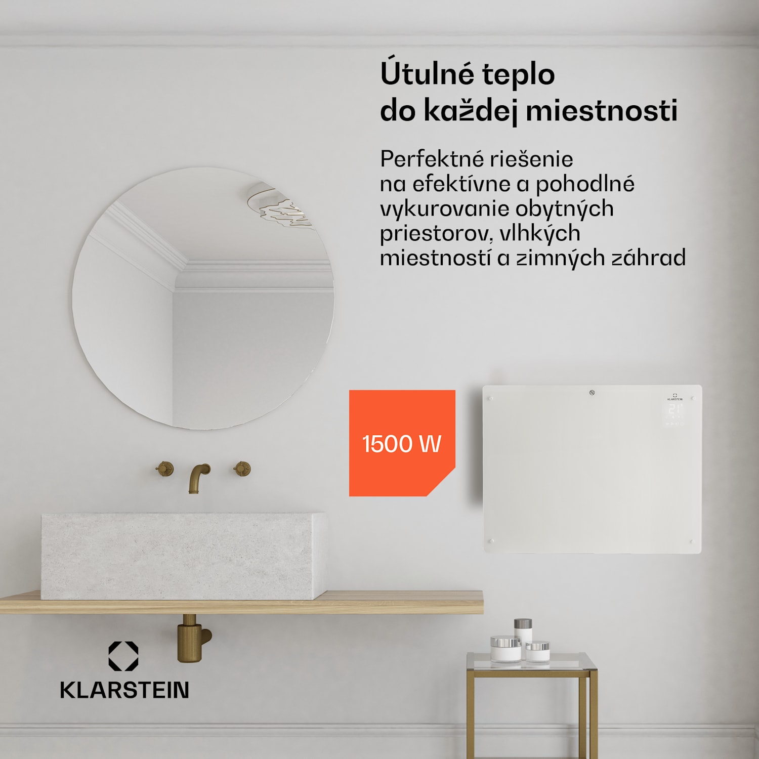 Bansin Crystal Smart, konvektor, 1500 W, 5 - 50 °C, ovládanie cez aplikáciu 