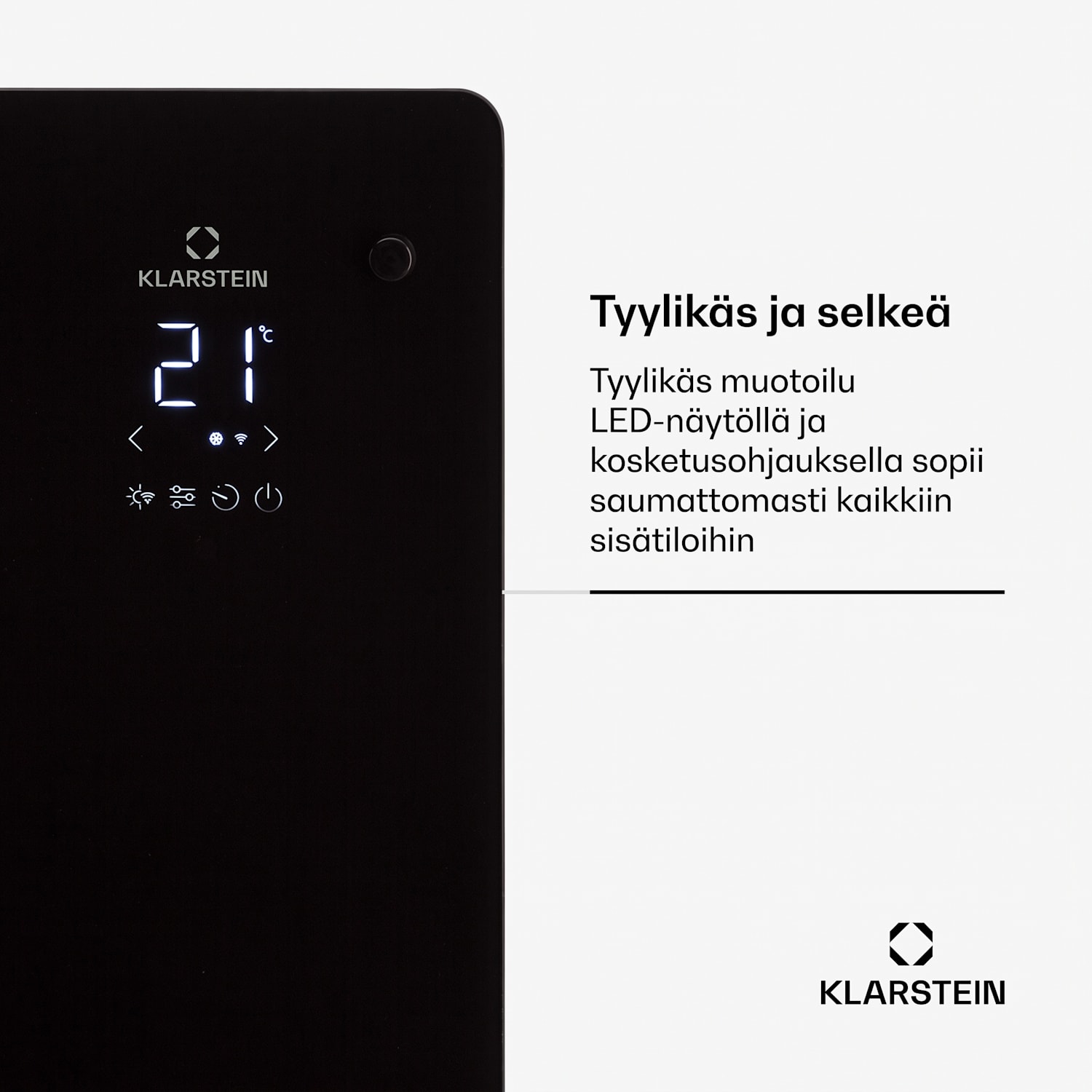 Bansin Crystal Smart konvektorilämmitin 2500 W 5 - 50 °C sovellusohjaus 2500 W | Musta