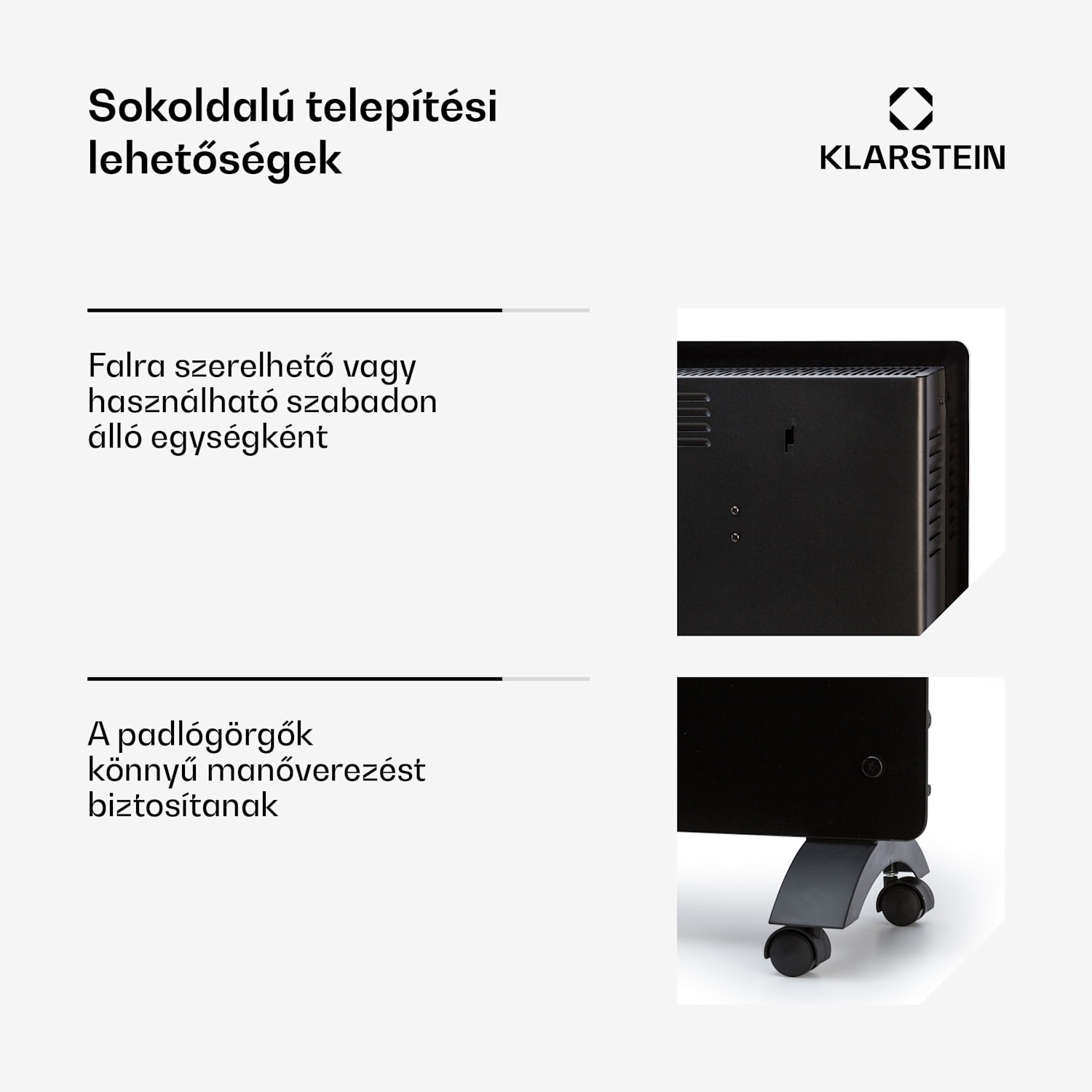 Bansin Crystal Smart, konvektor, 2500 W, 5 - 50 °C, vezérlés applikáción keresztül 2500 W | Fekete