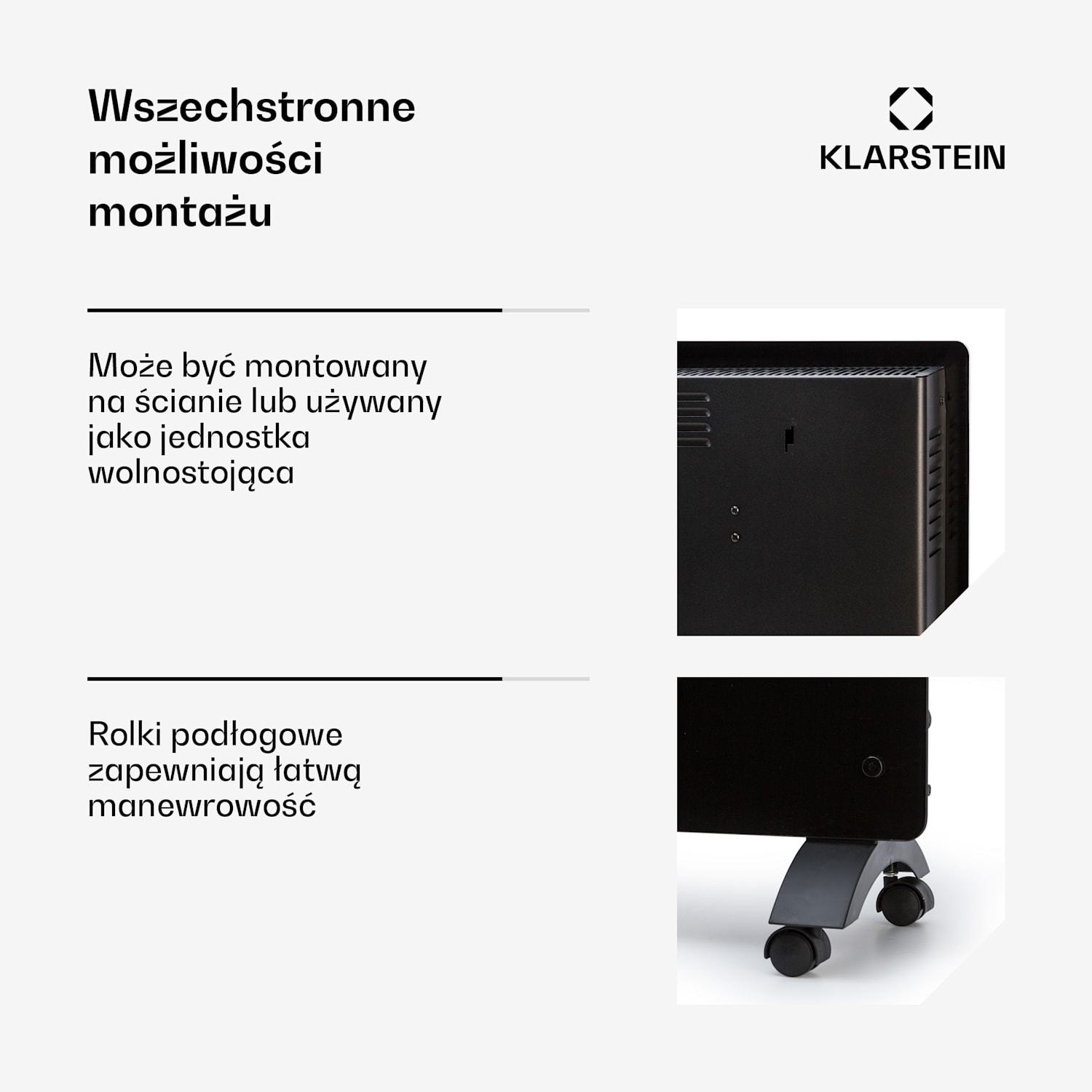 Bansin Crystal Smart, grzejnik konwekcyjny, 2500 W, 5 - 50 °C, kontrola z aplikacji 2500 W | Czarny