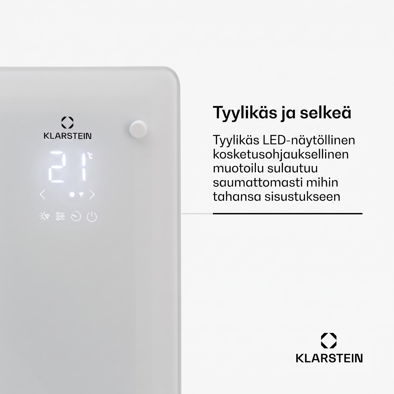 Bansin Crystal Smart konvektorilämmitin 2500 W 5 - 50 °C sovellusohjaus 2500 W | Valkoinen