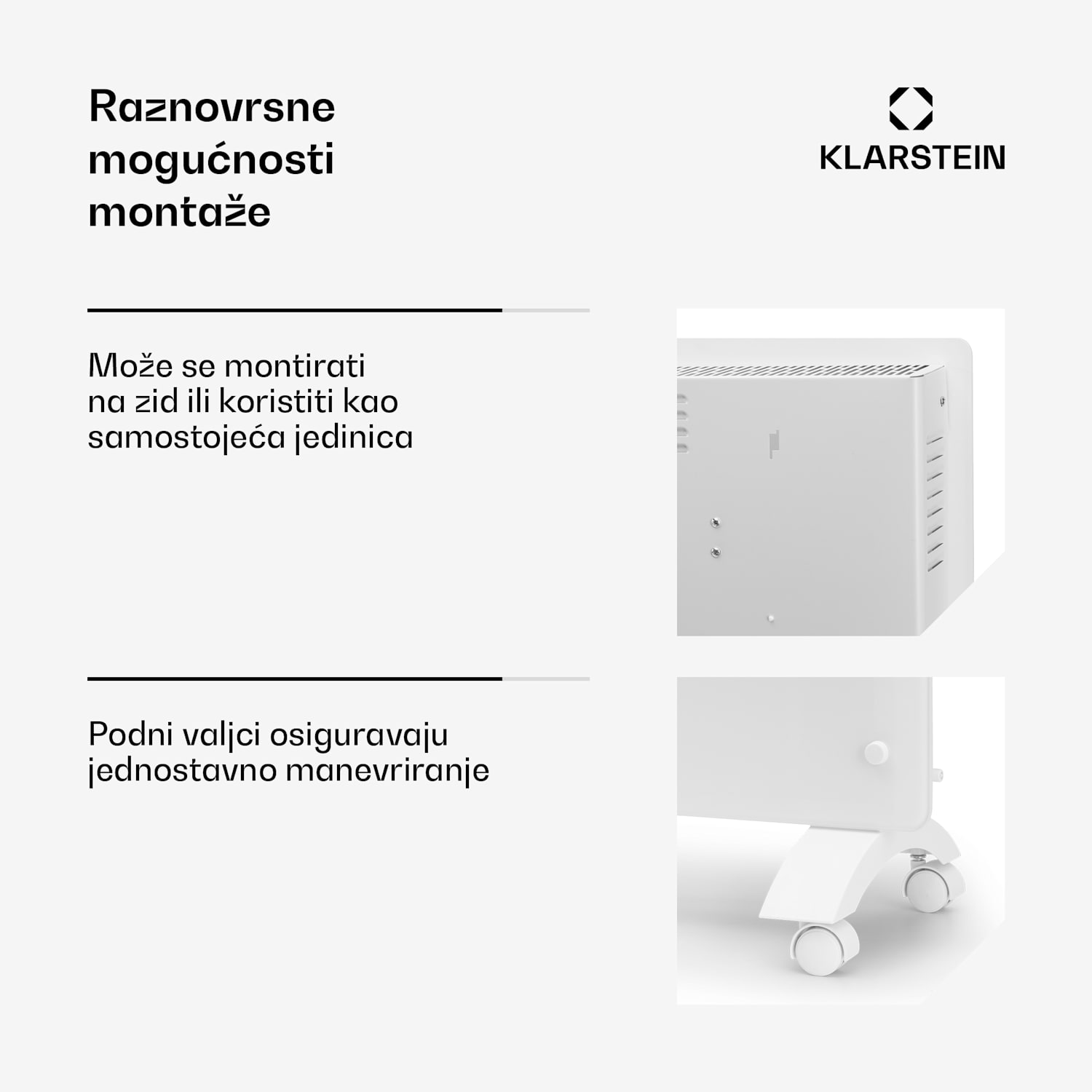 Bansin Crystal Smart, konvektorska grijalica, 2500W, 5 - 50 °C, kontrola primjene 2500 W | Bijela