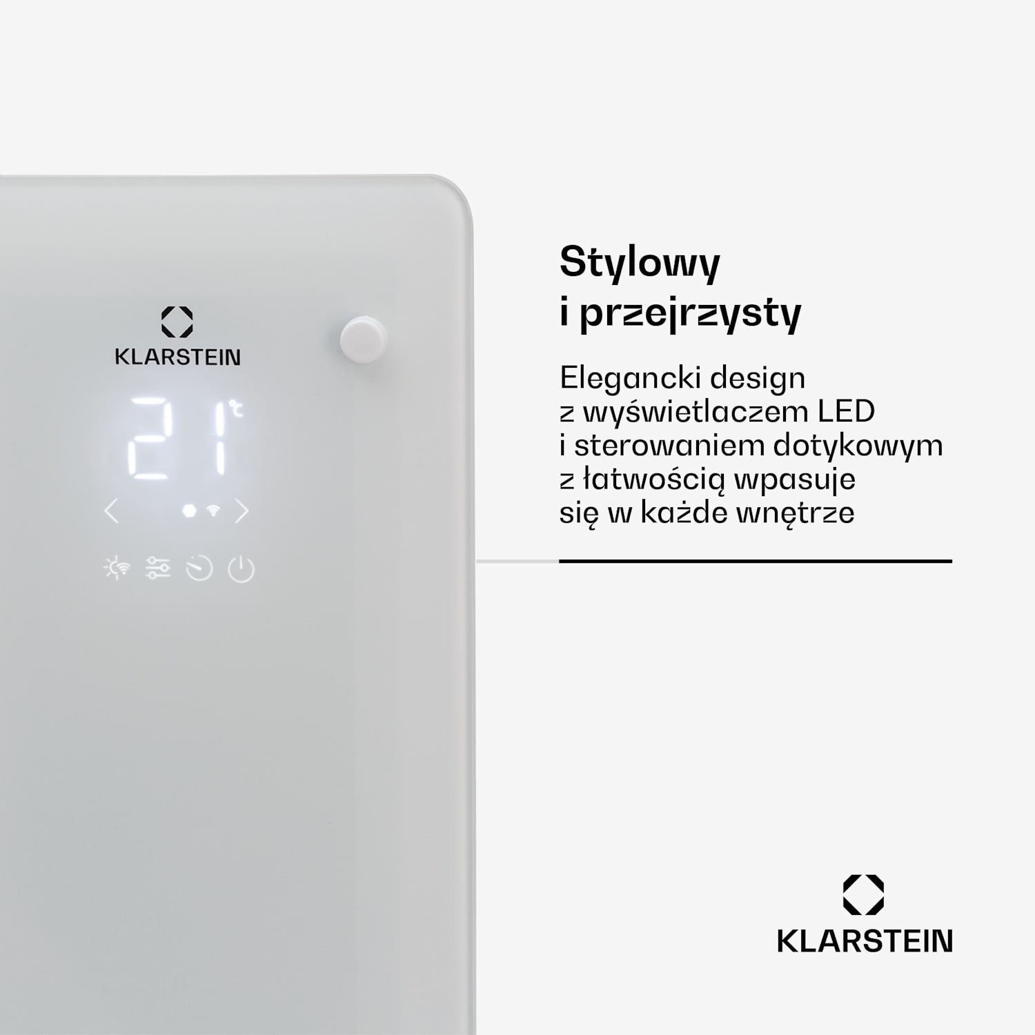 Bansin Crystal Smart, grzejnik konwekcyjny, 2500 W, 5 - 50 °C, kontrola z aplikacji 2500 W | Biały