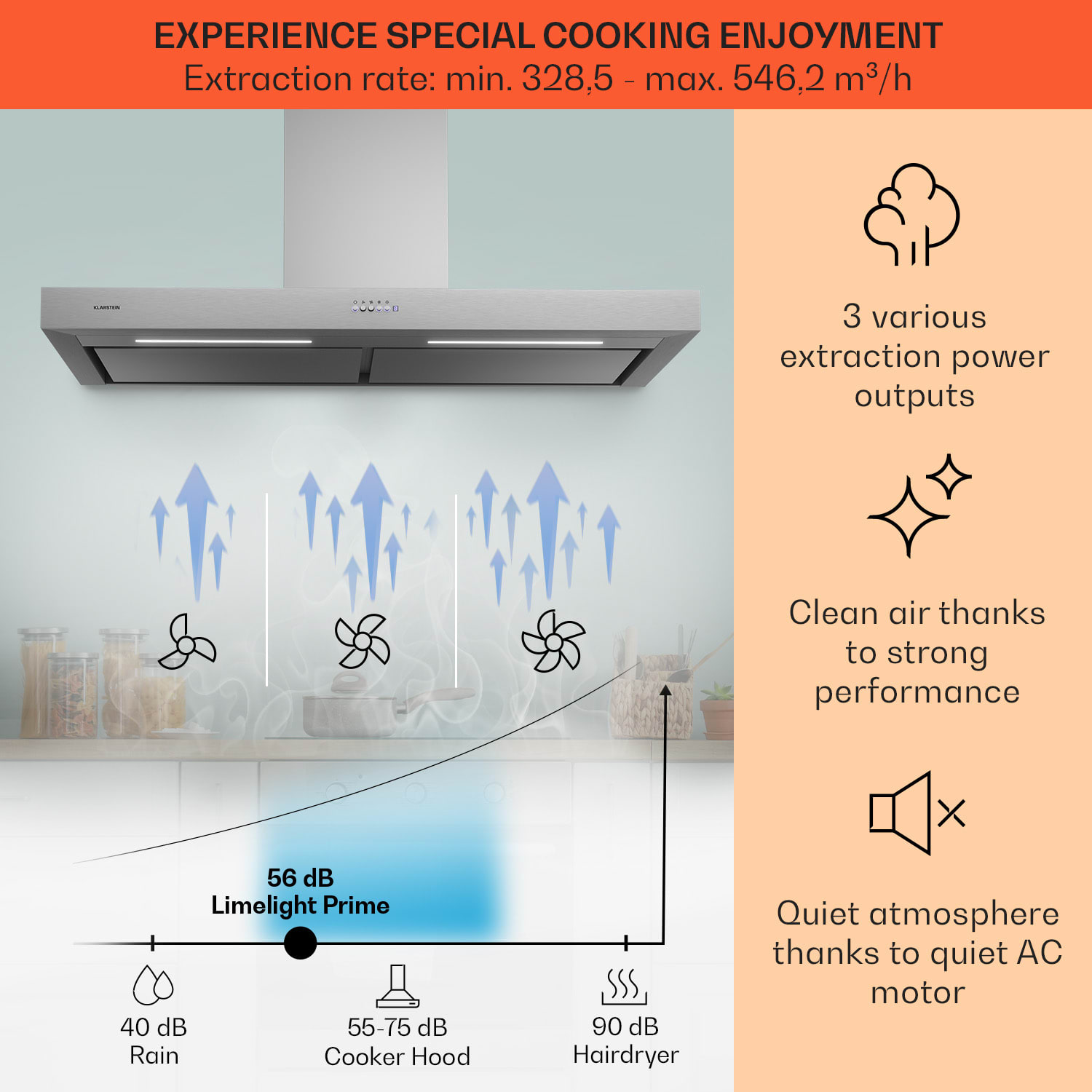 Limelight, digestoř, 120 cm, nástěnná, 546,2 m³/h, nerezová ocel 120 cm | Nerezová ocel