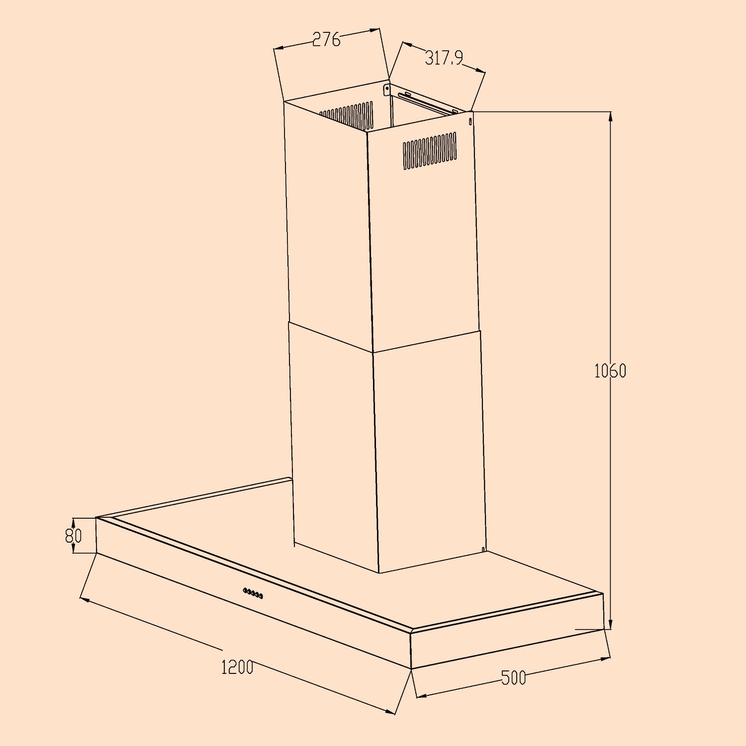 Limelight, digestoř, 120 cm, nástěnná, 546,2 m³/h, nerezová ocel 120 cm | Nerezová ocel