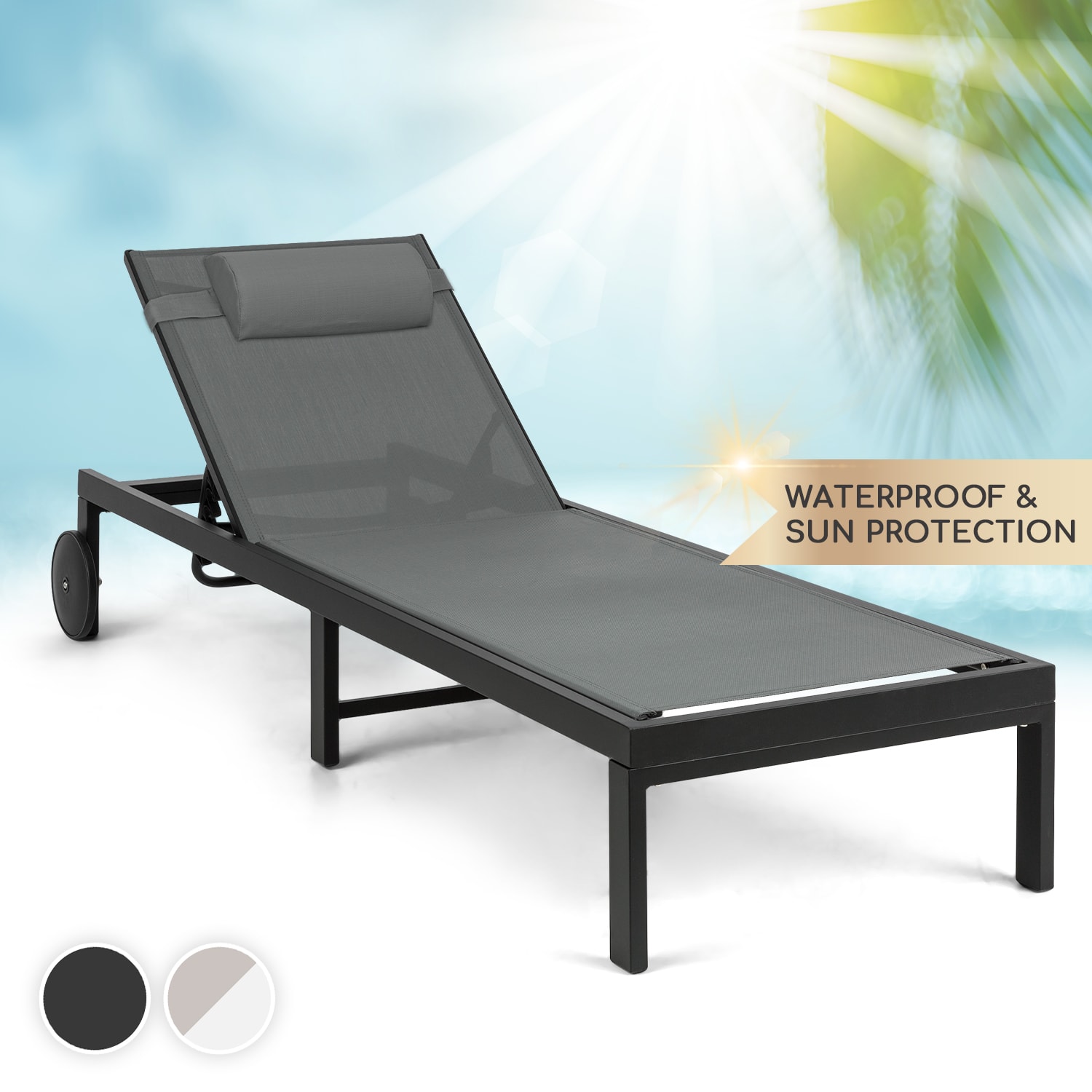 Lucca Lounger, leżak ogrodowy, leżanka, 4 pozycje, poliester, aluminium Antracyt