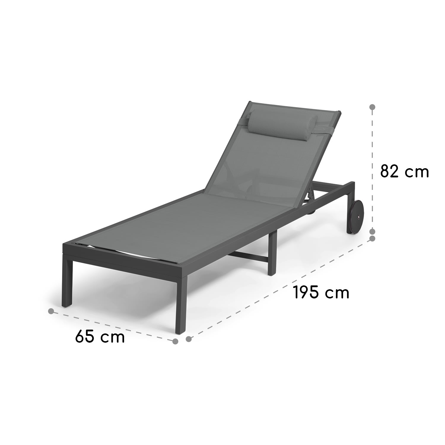 Lucca Lounger, leżak ogrodowy, leżanka, 4 pozycje, poliester, aluminium Antracyt