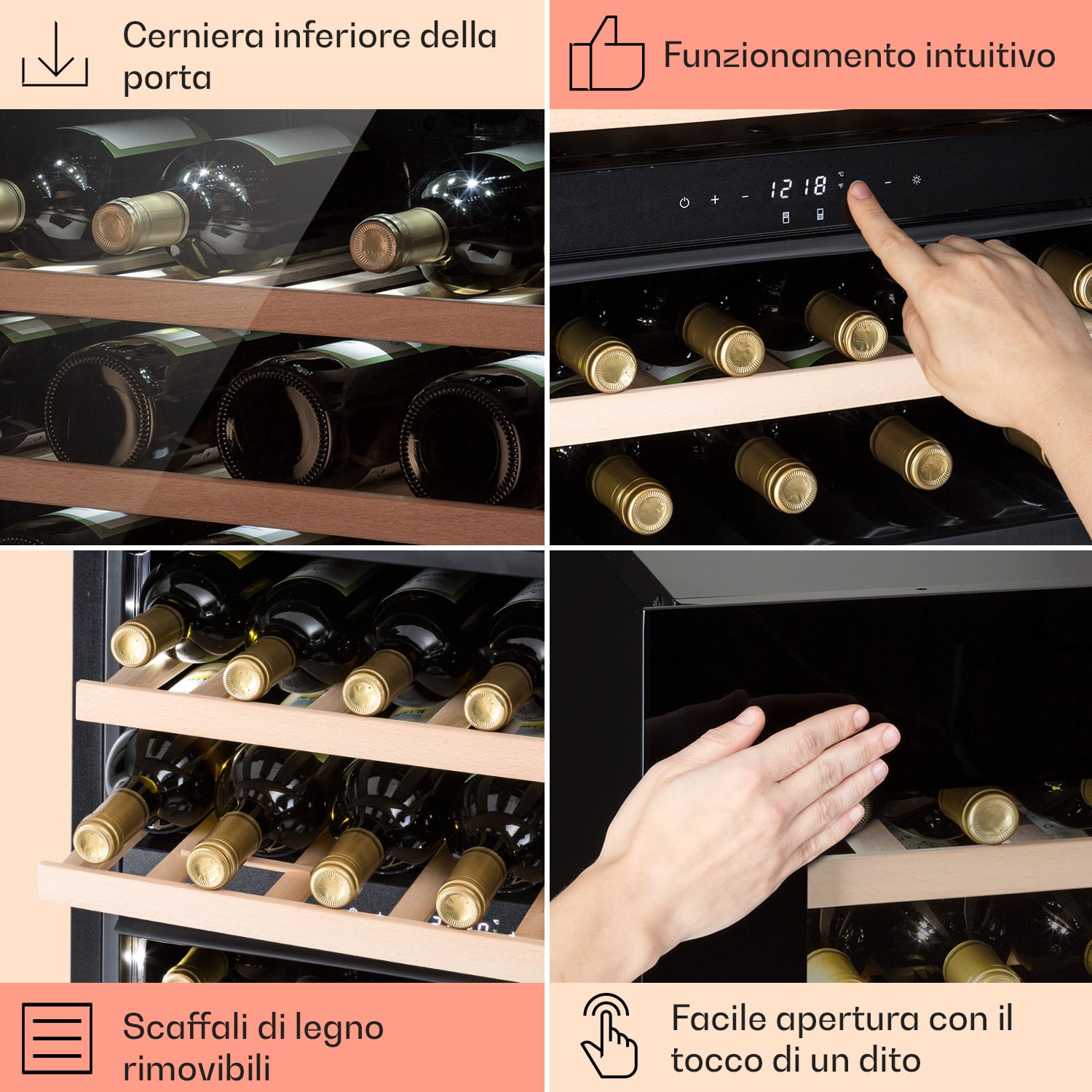 Rhône 25 Duo - Frigorifero per vini, raffreddamento a compressione, 2 zone, 75 litri/25 bottiglie 25 bottiglie | 2 zone di raffreddamento | Nero