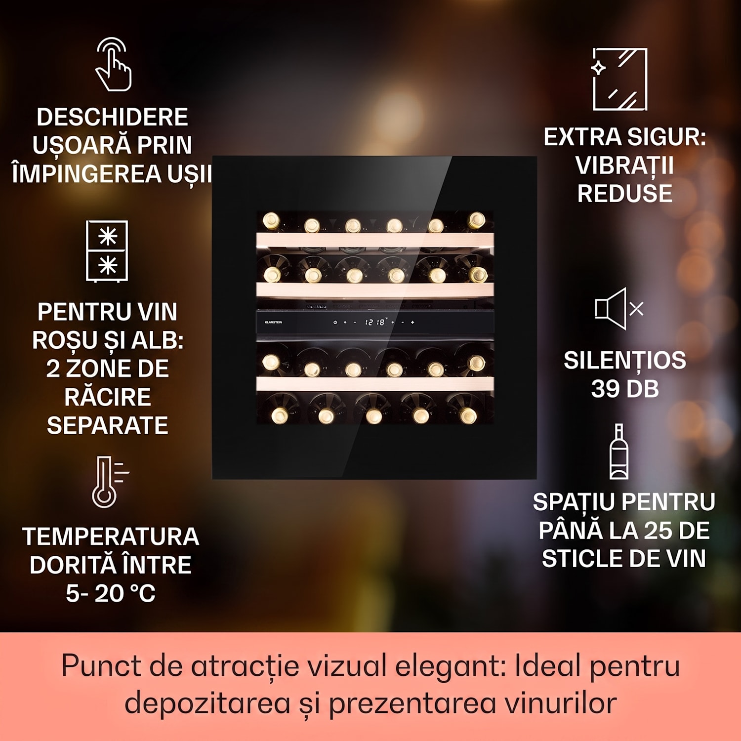 Rhône 25 Duo, frigider pentru vin, răcire prin compresie, 2 zone, 75 litri / 25 sticle 25 de sticle | 2 | Negru