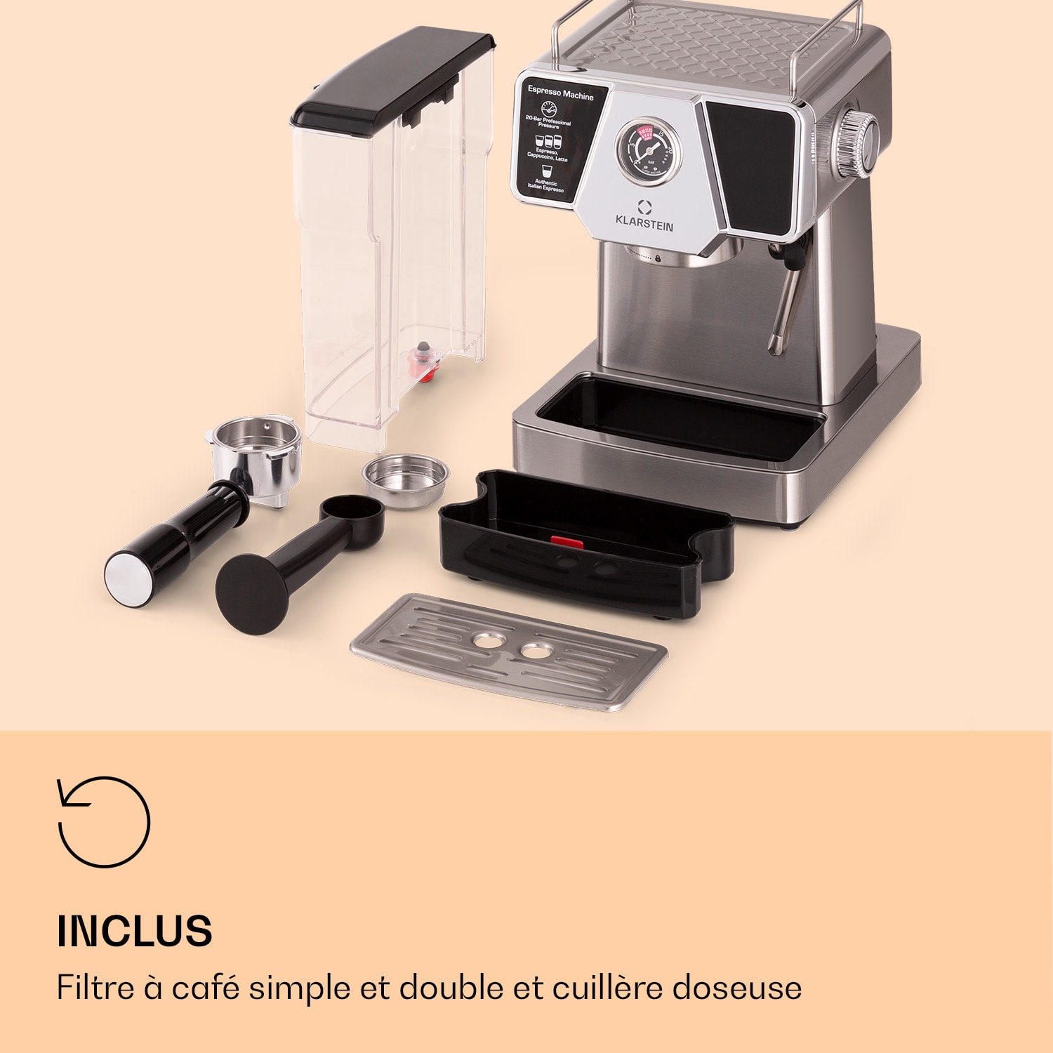 Libeica espressomachine 19 bar ca. 10 kopjes 1,8 liter melkschuim libeica | Zilver Metallic