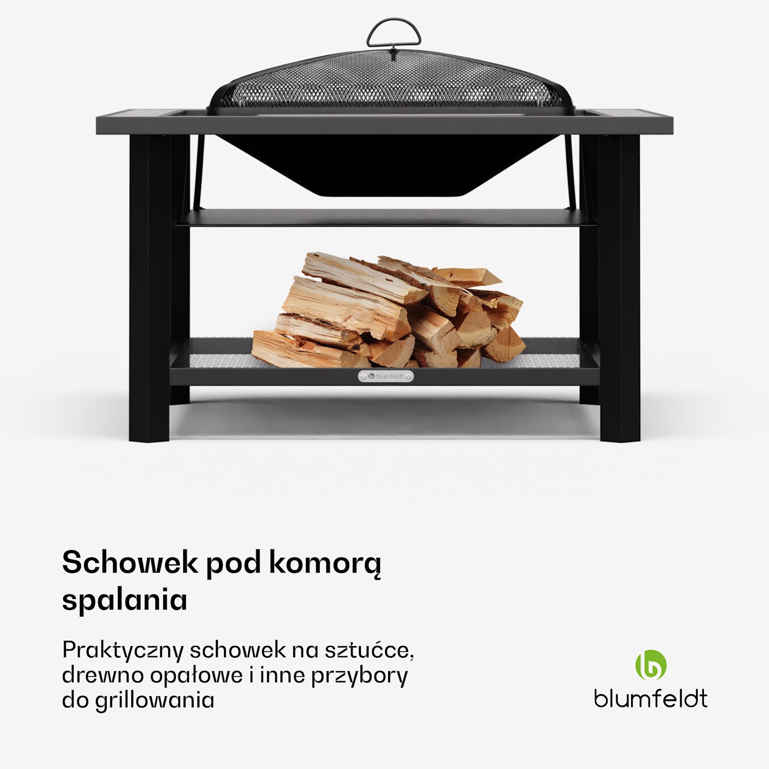 Merano Avanzato, misa paleniskowa 3 w 1, z funkcją grilla, może być używana jako stół, 87 x 87 cm Kwadrat | Szary Kamień