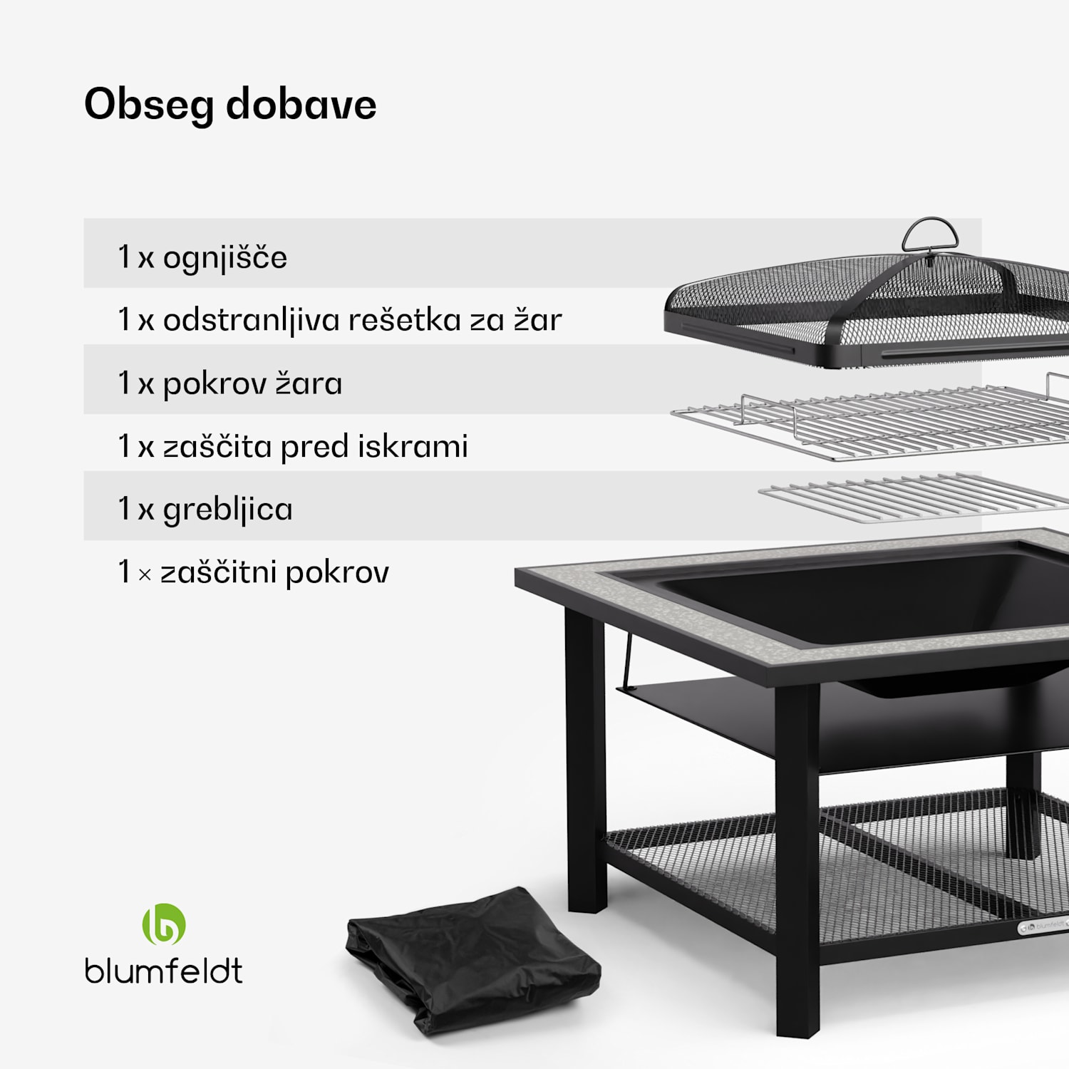 Merano Avanzato 3 v 1, ognjišče s funkcijo žara, ki se lahko uporablja kot miza kvadrat | Rjavi kamen