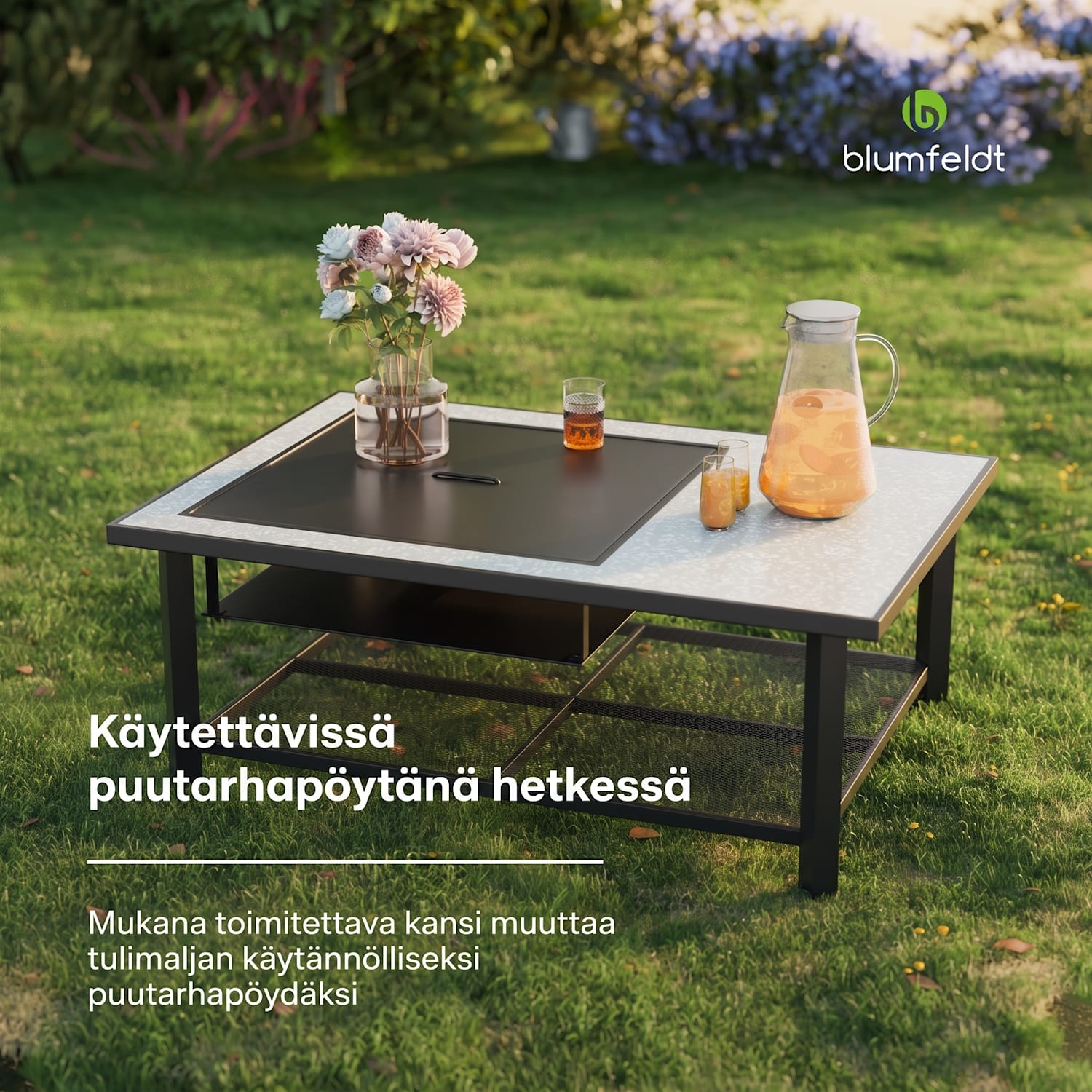Merano Avanzato L 3 in 1 -tulimalja grillitoiminnolla, käytettävissä pöytänä 122 x 87 cm Suorakulmio | Harmaa Kivi