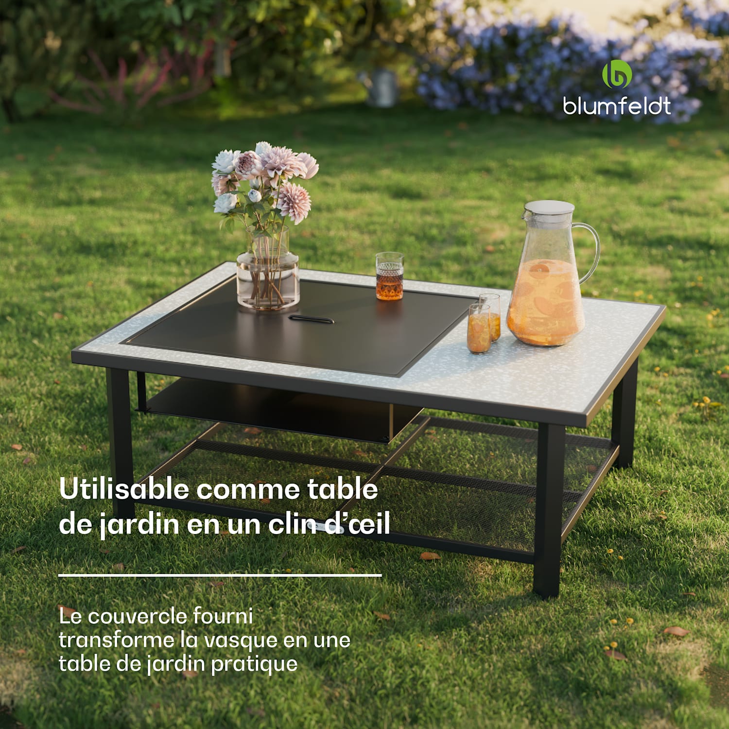 Merano Avanzato 3-in-1 vuurschaal met grillfunctie kan worden gebruikt als tafel 122 x 87 cm Een rechthoek | Gray Stone