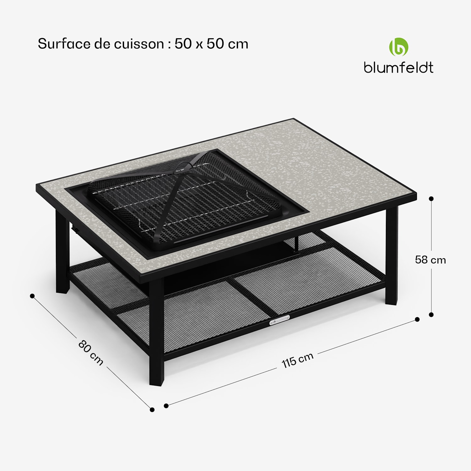 Merano Avanzato 3-in-1 vuurschaal met grillfunctie kan worden gebruikt als tafel 122 x 87 cm Een rechthoek | Gray Stone