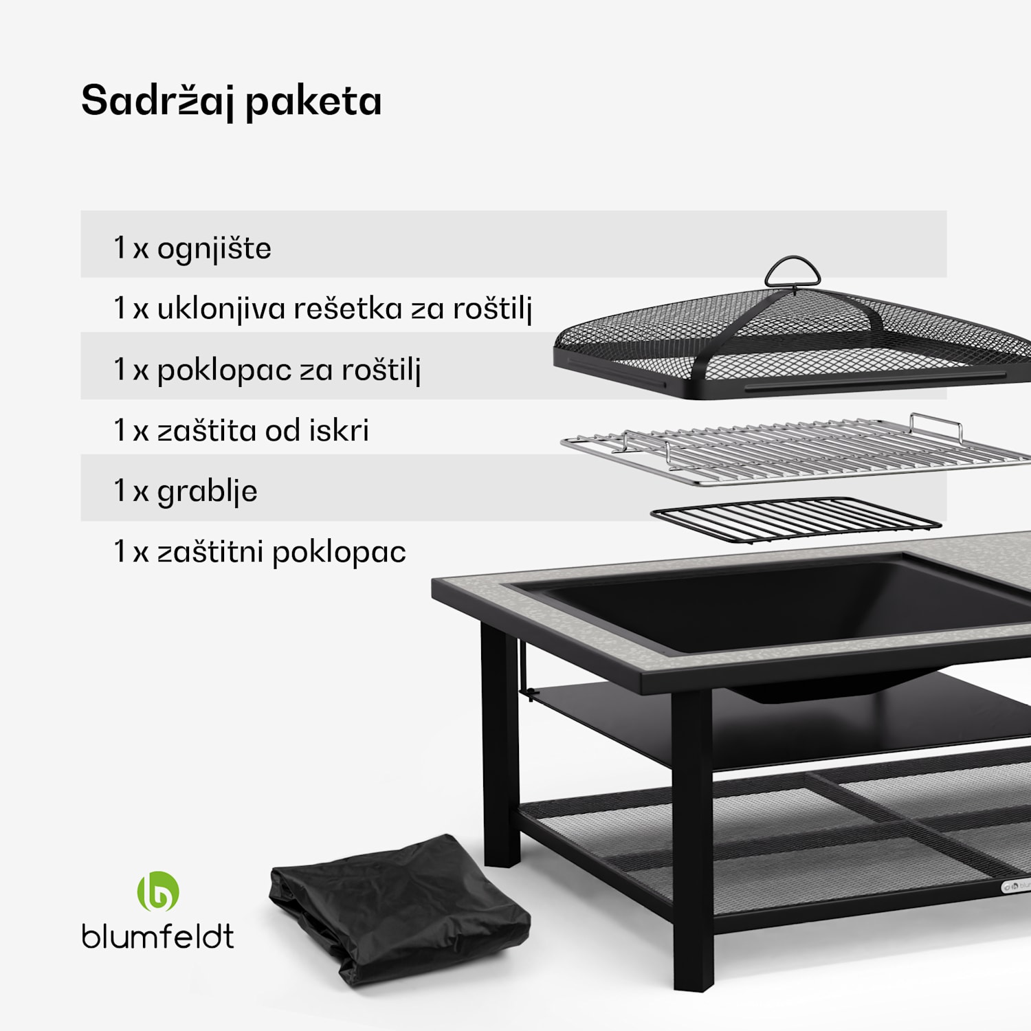 Merano Avanzato L, 3 u 1 ložište s funkcijom roštilja, može se koristiti kao stol, 122 x 87 cm Pravokutnik | Smeđi kamen