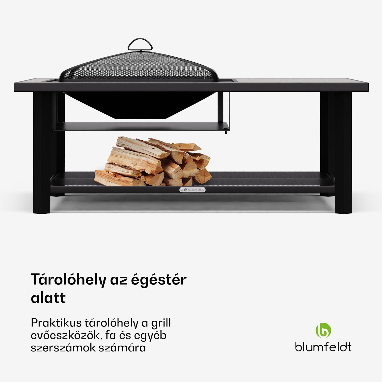 Merano Avanzato L, 3 az 1-ben tűzrakóhely grill funkcióval, használható asztalként, 122 x 87 cm Egy téglalap | Szürke kő