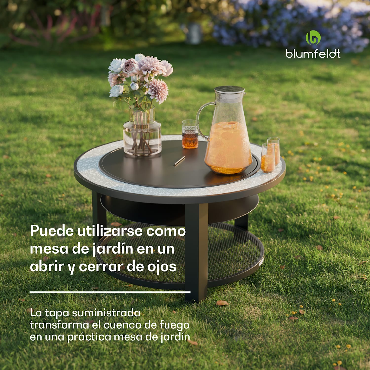 Merano Circolo 3-en-1 cuenco de fuego con función de parrilla se puede utilizar como una mesa 87 cm de diámetro Oval | Gris Oscuro