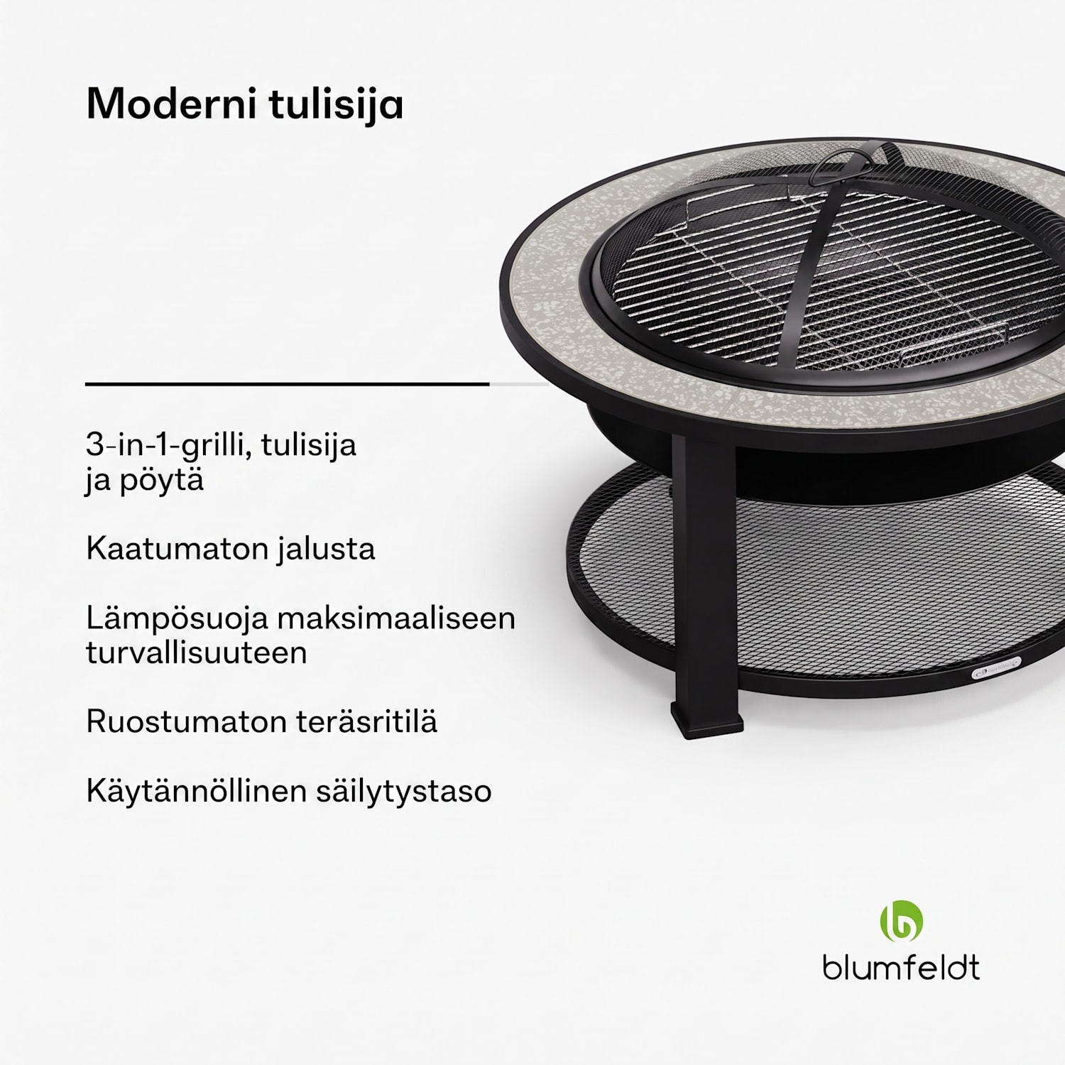 Merano Circolo 3 in 1 -tulimalja grillitoiminnolla, käytettävissä pöytänä halkaisija 87 cm Soikea | Tummanharmaa