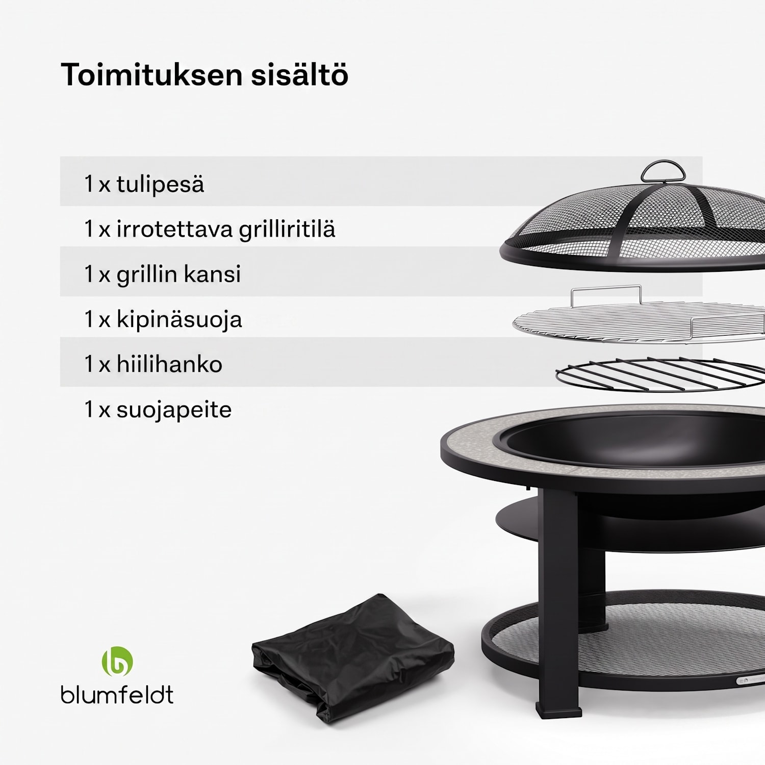 Merano Circolo 3 in 1 -tulimalja grillitoiminnolla, käytettävissä pöytänä halkaisija 87 cm Soikea | Tummanharmaa
