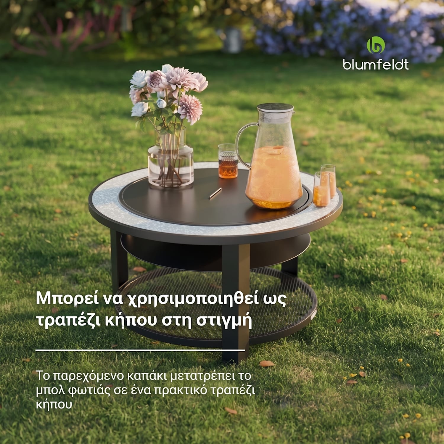 Merano 80cm Χαμηλή Πυροθήκη με Γκριλ Σκούρο Γκρι Ωοειδής | Σκούρο Γκρι