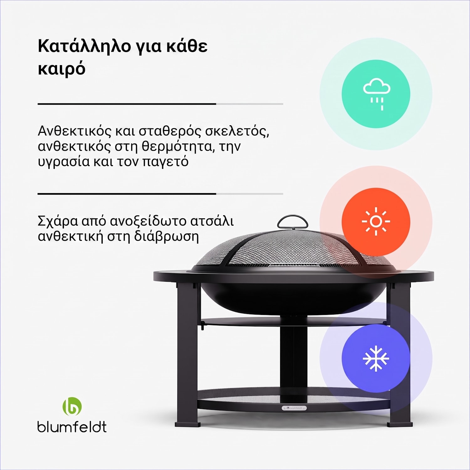 Merano 80cm Χαμηλή Πυροθήκη με Γκριλ Σκούρο Γκρι Ωοειδής | Σκούρο Γκρι