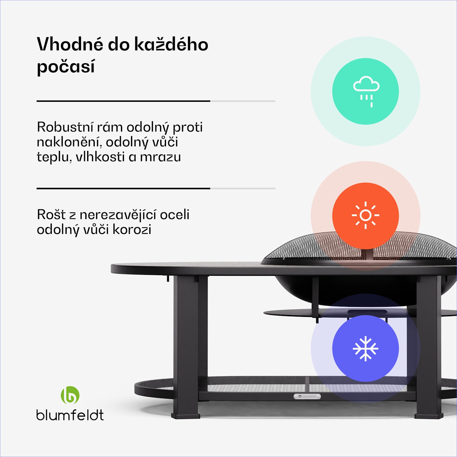 Merano Circolo L, ohniště 3 v 1, s funkcí grilu, lze použít jako stůl, 122 x 87 cm 