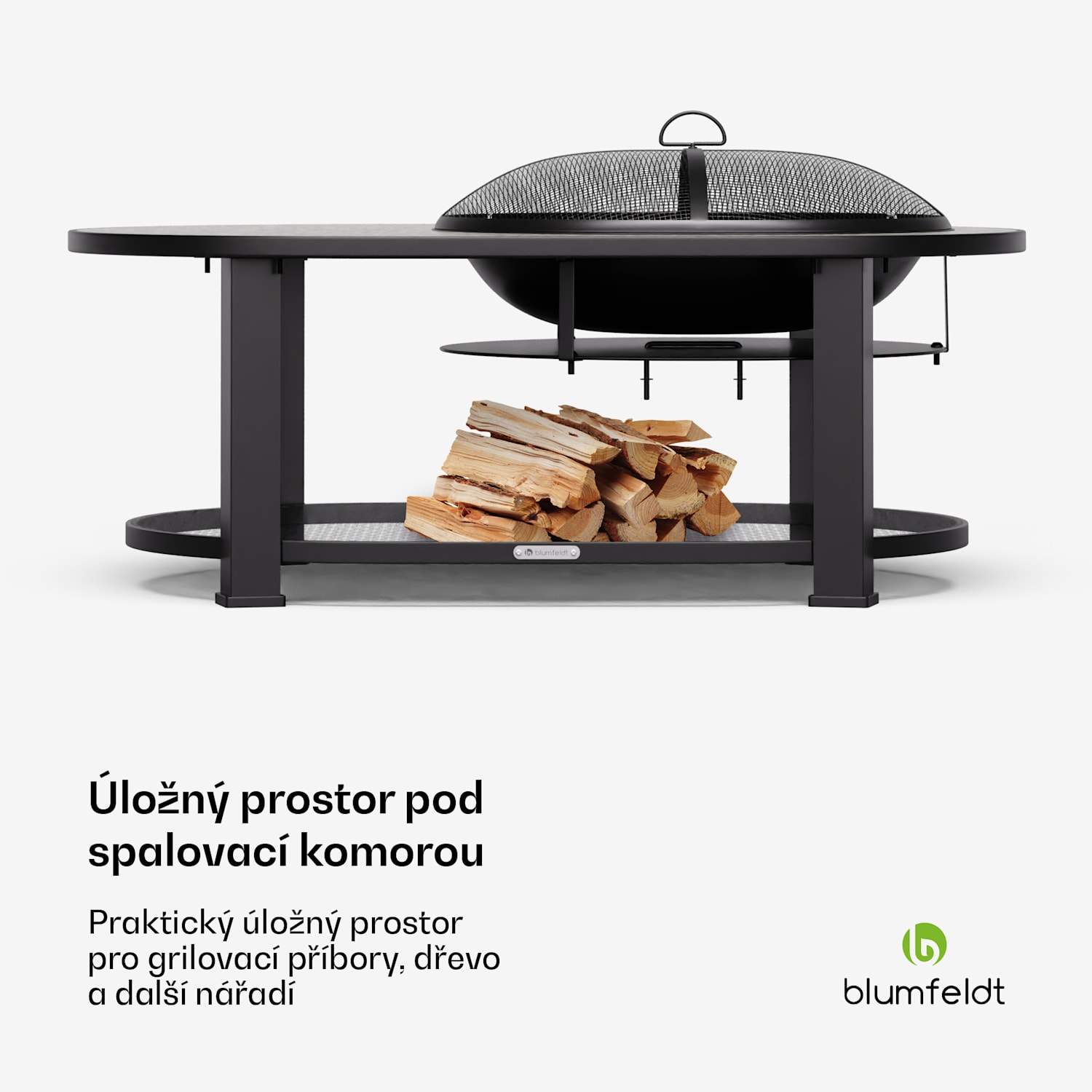 Merano Circolo L, ohniště 3 v 1, s funkcí grilu, lze použít jako stůl, 122 x 87 cm 