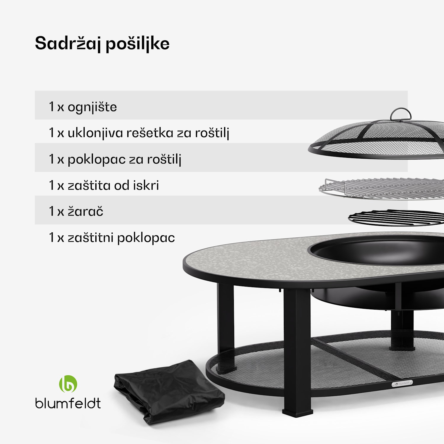 Merano Avanzato 3 u 1, ložište s funkcijom roštilja, može se koristiti kao stol, 87 x 87 cm 