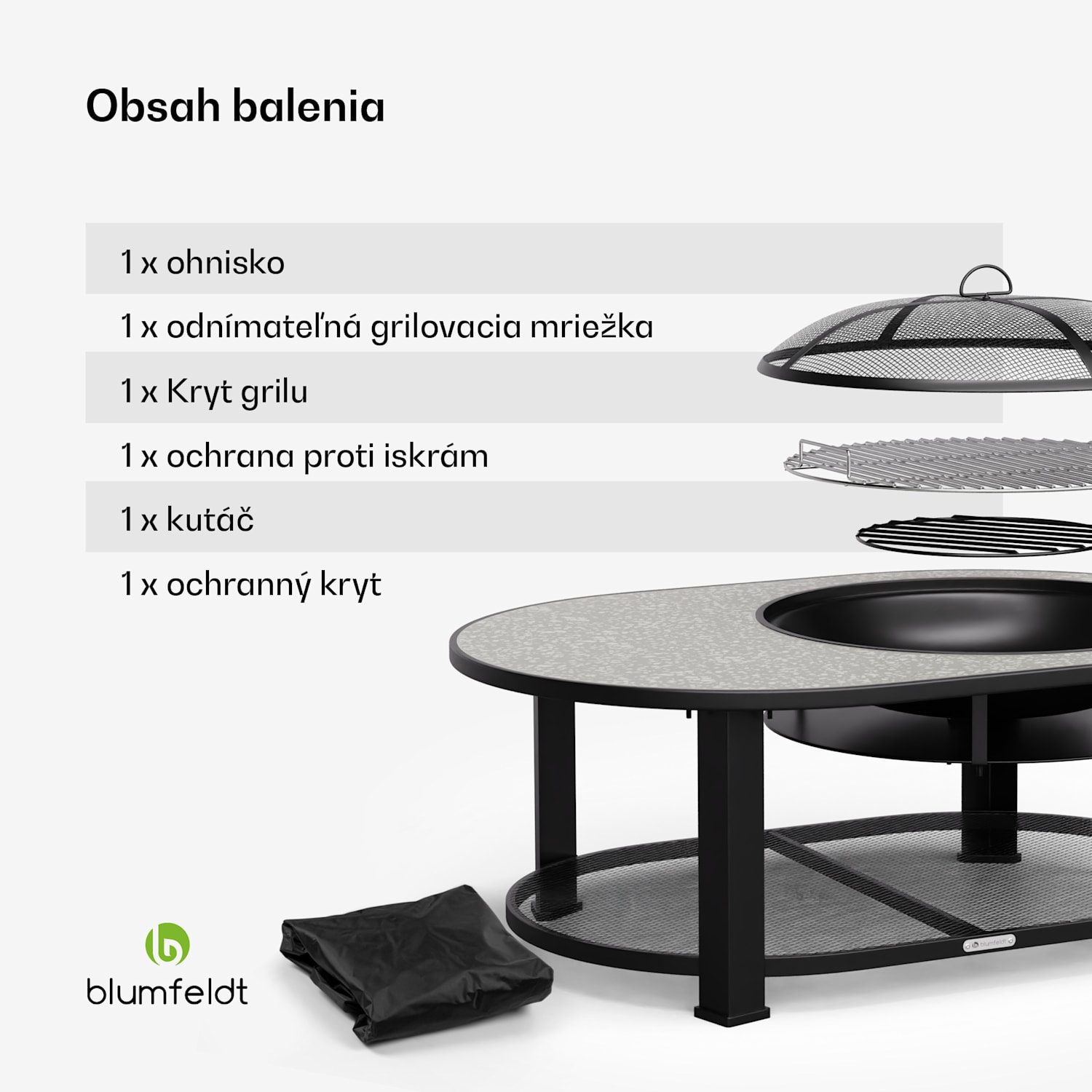 Merano Circolo L, ohnisko 3 v 1, s funkciou grilu, dá sa použiť ako stôl, 122 x 87 cm 