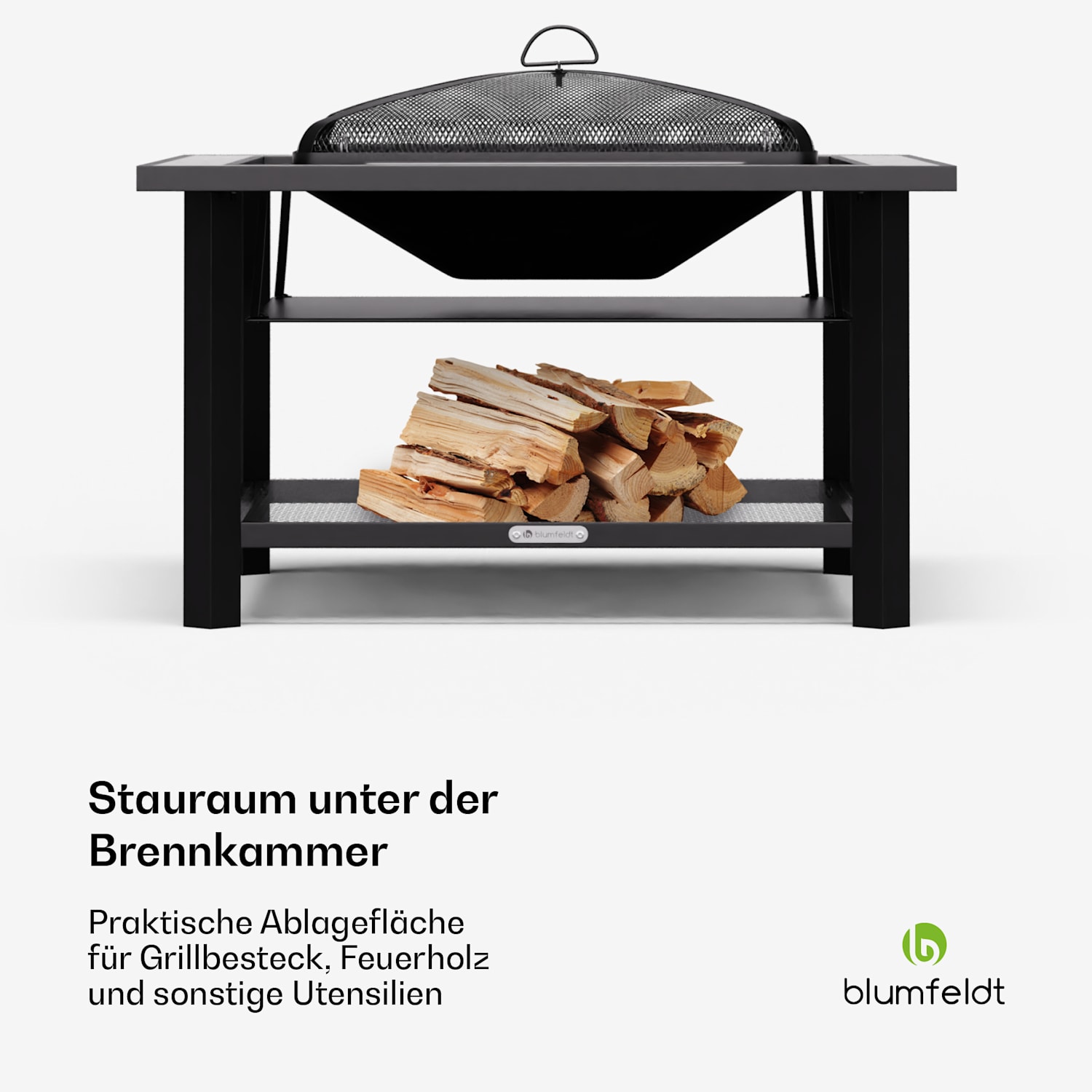 Merano Avanzato 3-in-1-Feuerschale mit Grillfunktion als Tisch nutzbar 87 x 87 cm  Quadrat | Hellgrau