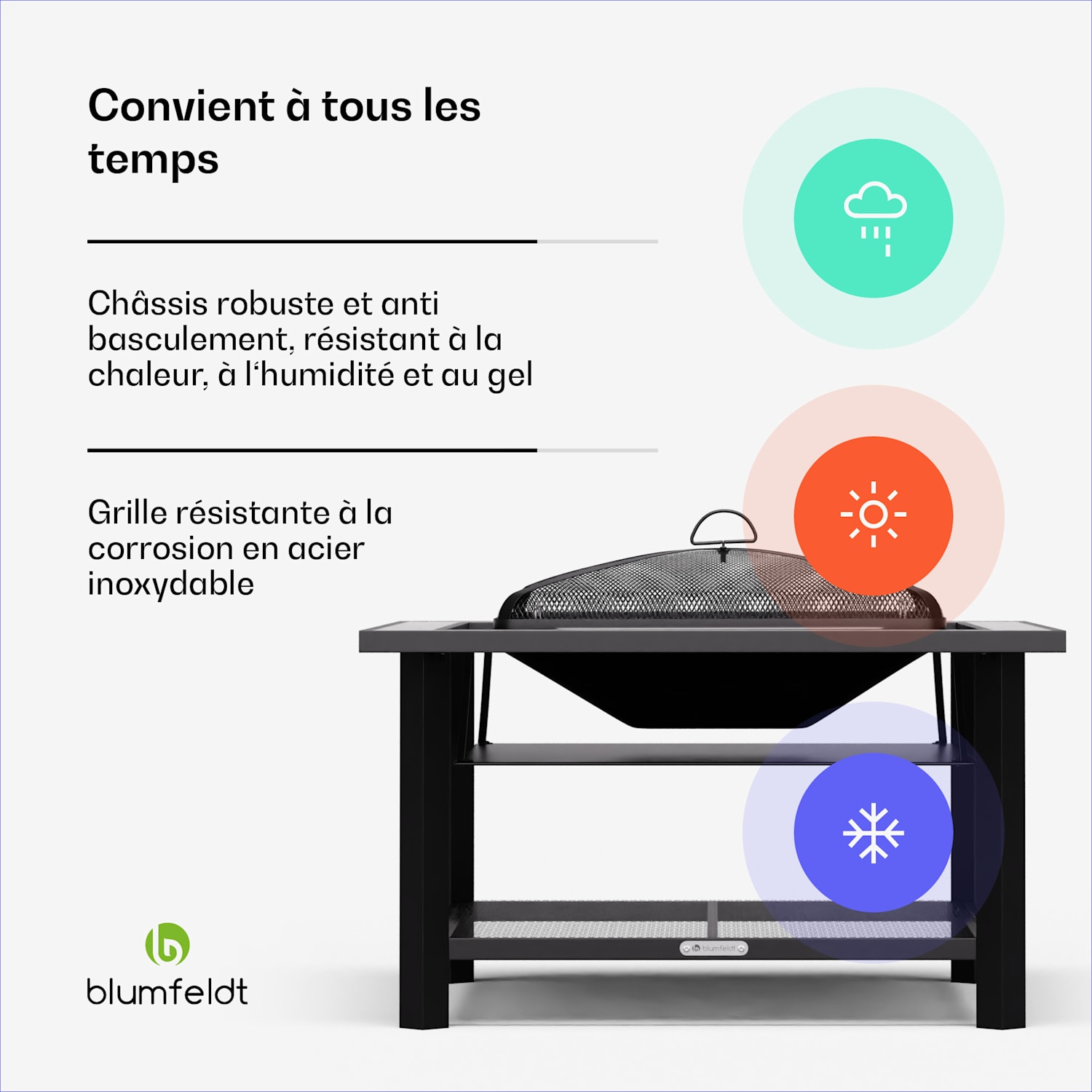 Merano Avanzato 3-in-1 vuurschaal met grillfunctie kan worden gebruikt als tafel 87 x 87 cm Een vierkant | Lichtgrijs