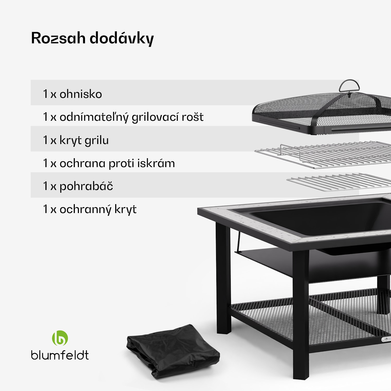 Merano Avanzato 3 v 1, ohnisko s funkciou grilu, dá sa použiť ako stôl, 87 x 87 cm Štvorec | Svetlo šedá