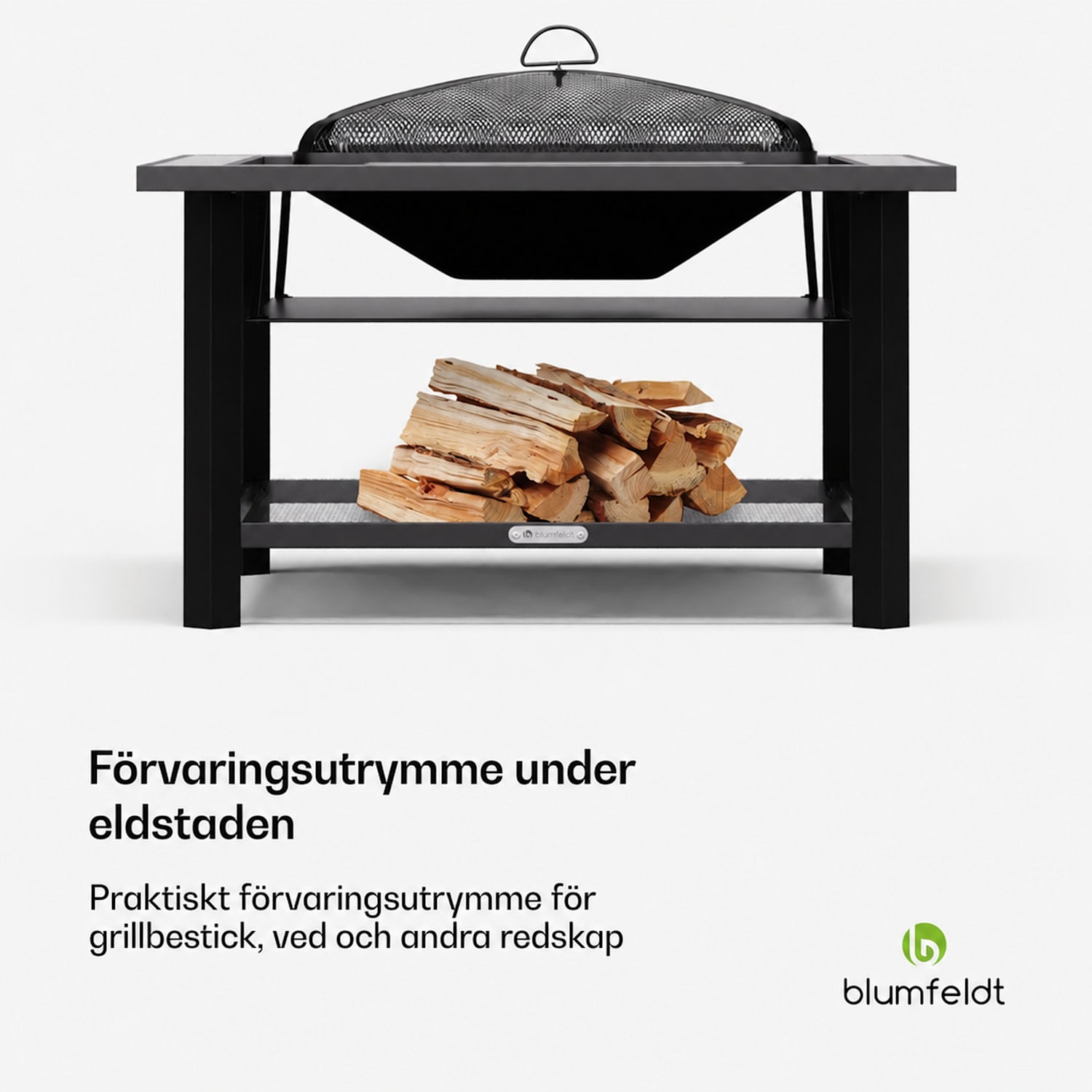 Merano Avanzato 3-i-1-eldskål med grillfunktion, kan användas som bord, 87 x 87 cm En fyrkant | Ljusgrå