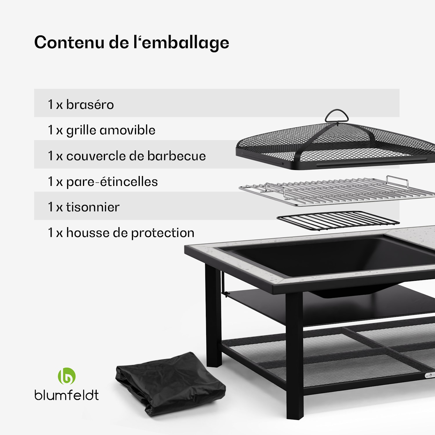 Merano Avanzato 3-in-1 vuurschaal met grillfunctie kan worden gebruikt als tafel 122 x 87 cm Een rechthoek | Wit