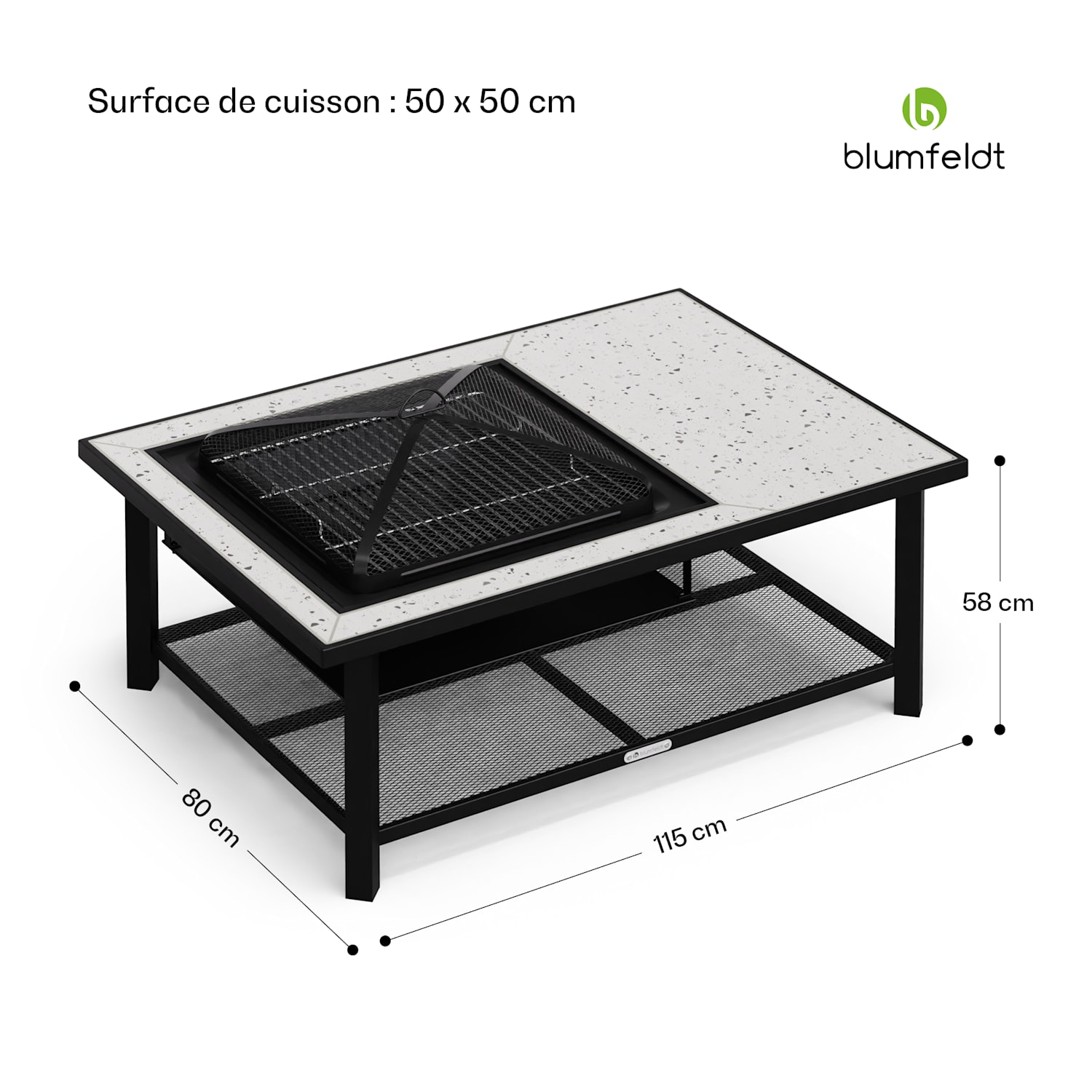 Merano Avanzato 3-in-1 vuurschaal met grillfunctie kan worden gebruikt als tafel 122 x 87 cm Een rechthoek | Wit