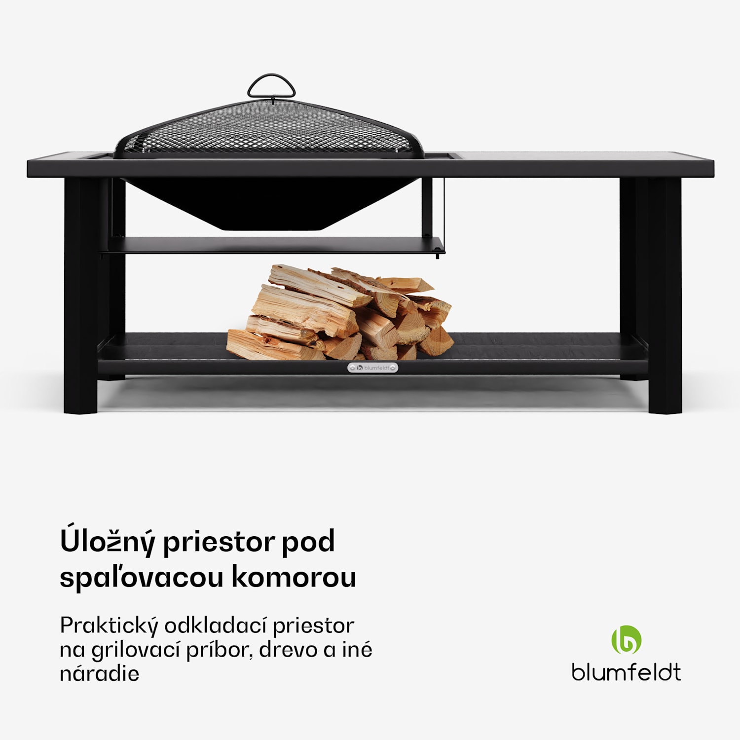 Merano Avanzato L, ohnisko 3 v 1 s funkciou grilu, dá sa použiť ako stôl, 122 x 87 cm Obdĺžnik | Biela