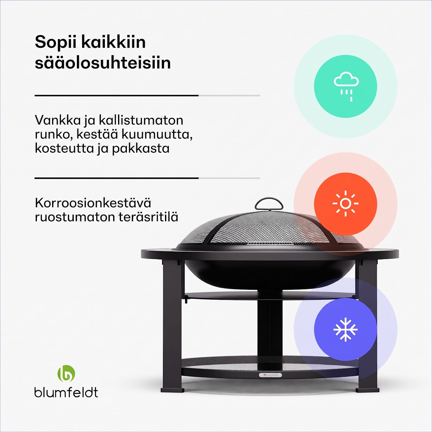 Merano Circolo 3 in 1 -tulimalja grillitoiminnolla, käytettävissä pöytänä halkaisija 87 cm Soikea | Vaaleanharmaa