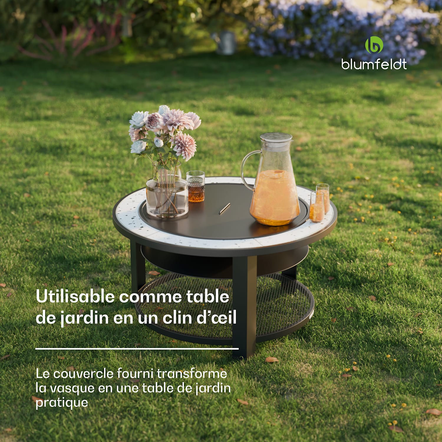 Merano Circolo 3-in-1 vuurschaal met grillfunctie kan worden gebruikt als tafel Ø 87 cm Ovaal | Lichtgrijs