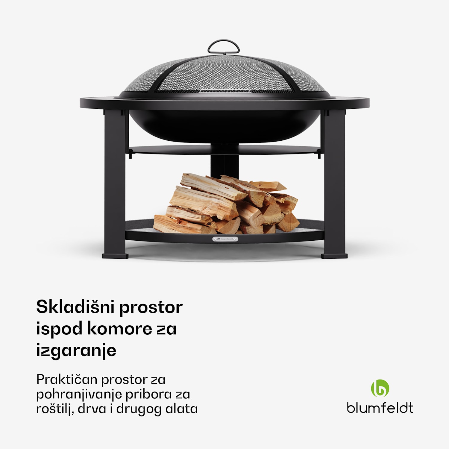 Merano Avanzato 3 u 1, ložište s funkcijom roštilja, može se koristiti kao stol, 87 x 87 cm Ovalni | Svijetlo siva