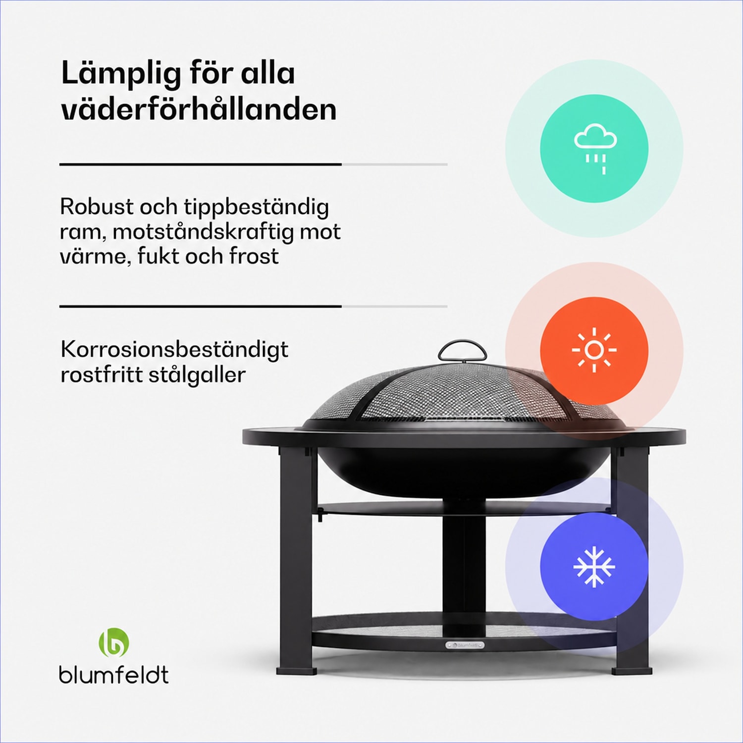 Merano Circolo 3-i-1-eldskål med grillfunktion, kan användas som bord, 87 cm i diameter Oval | Ljusgrå