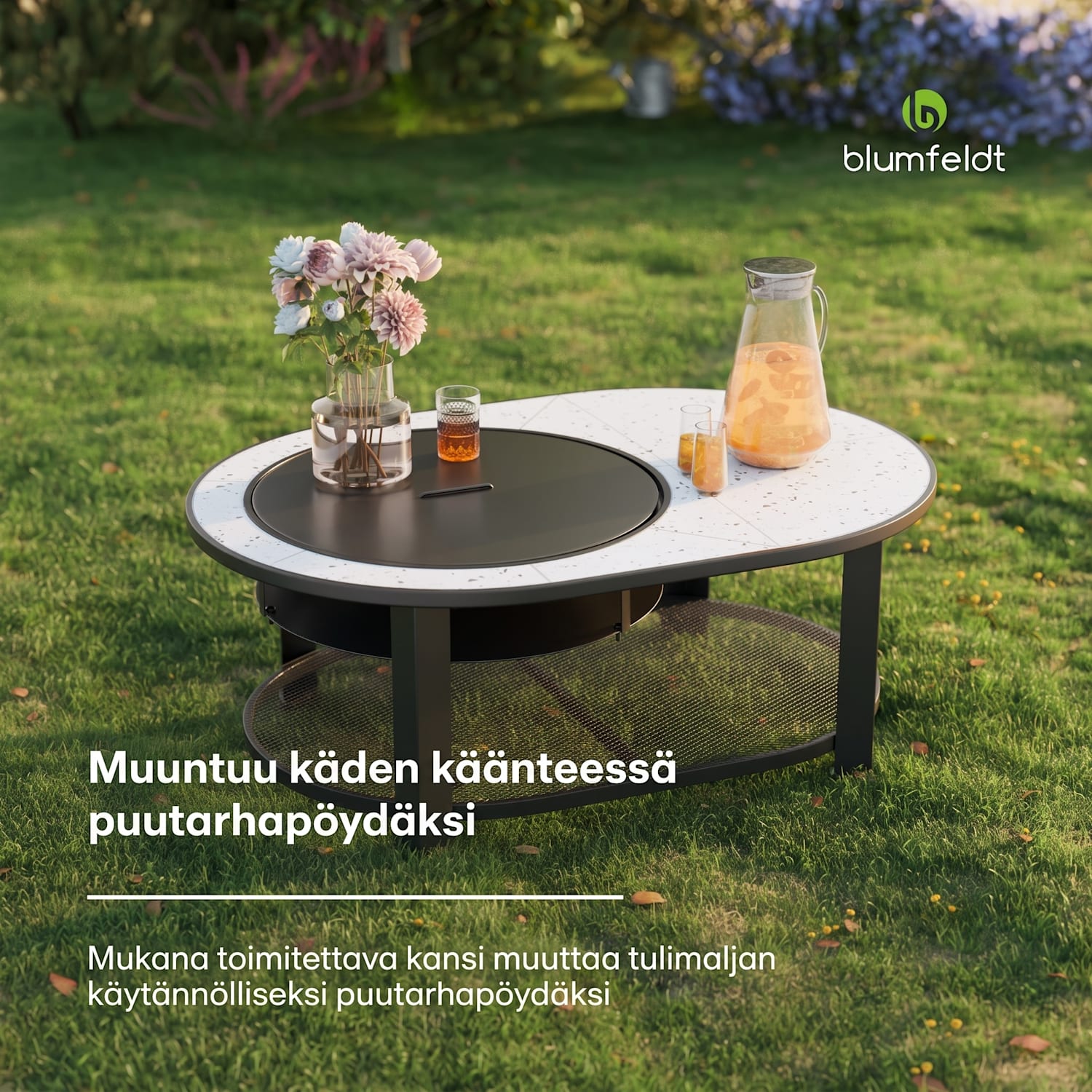 Merano Circolo L 3 in 1 -tulimalja grillitoiminnolla, käytettävissä pöytänä 122 x 87 cm Elliptinen | Valkoinen