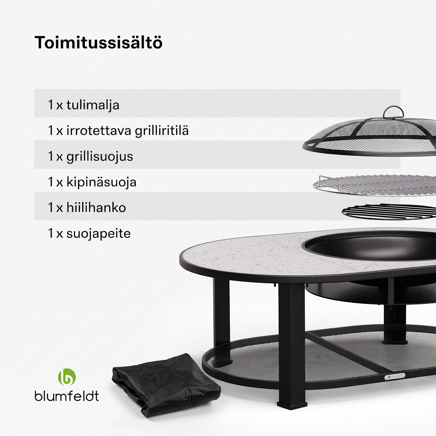 Merano Circolo L 3 in 1 -tulimalja grillitoiminnolla, käytettävissä pöytänä 122 x 87 cm Elliptinen | Valkoinen