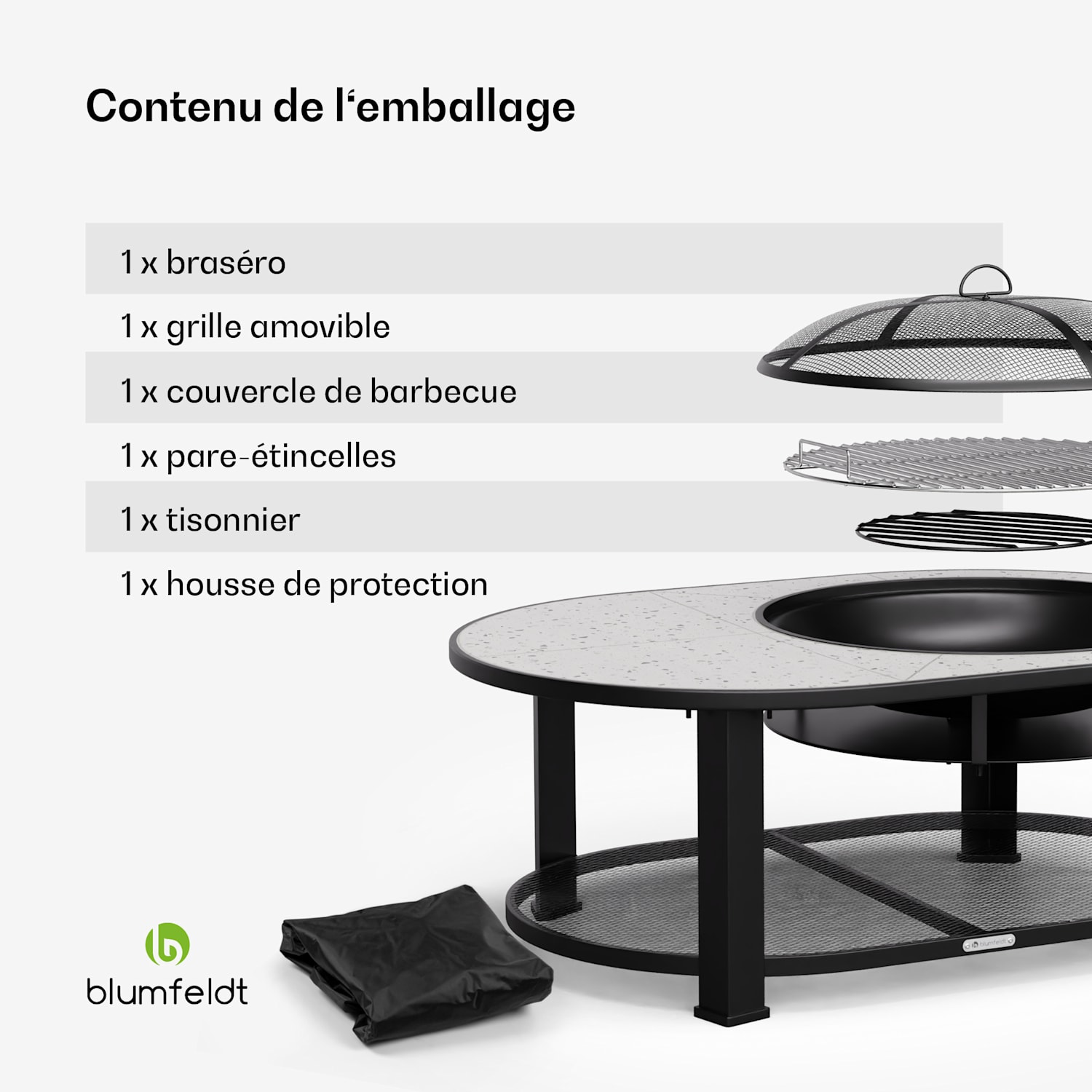 Merano Circolo L 3-in-1 vuurschaal met grillfunctie kan worden gebruikt als tafel 122 x 87 cm Elliptisch | Wit