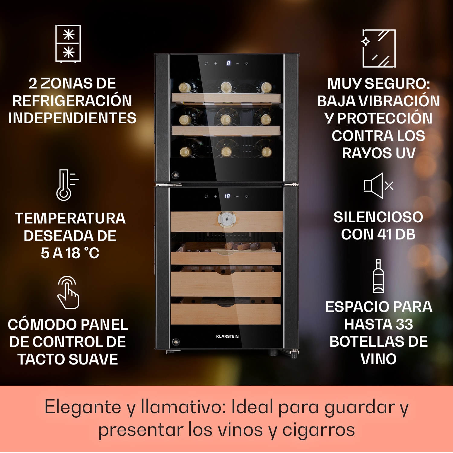 El Dorado 89 Humidor & Vinoteca táctil 89 L LED  89 litros | Negro