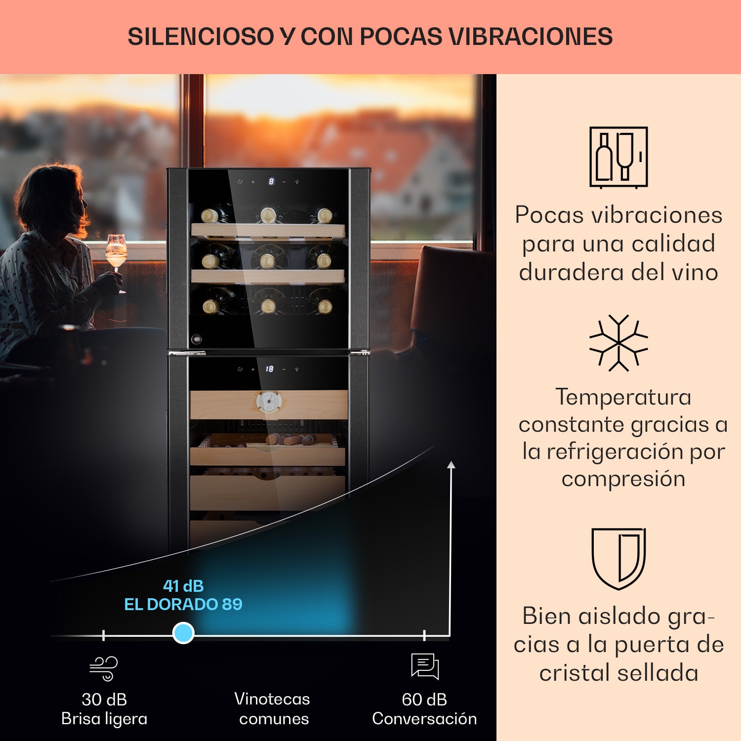 El Dorado 89 Humidor & Vinoteca táctil 89 L LED  89 litros | Negro